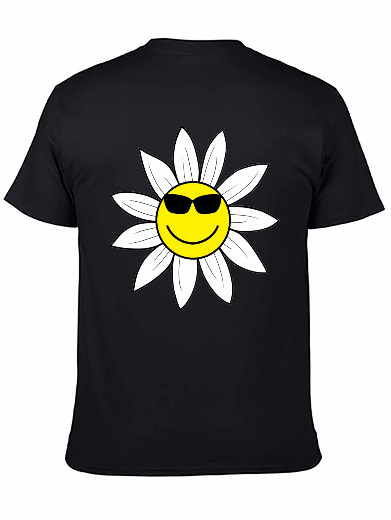 Black Daisy Face Graphic Tee - Black view 4