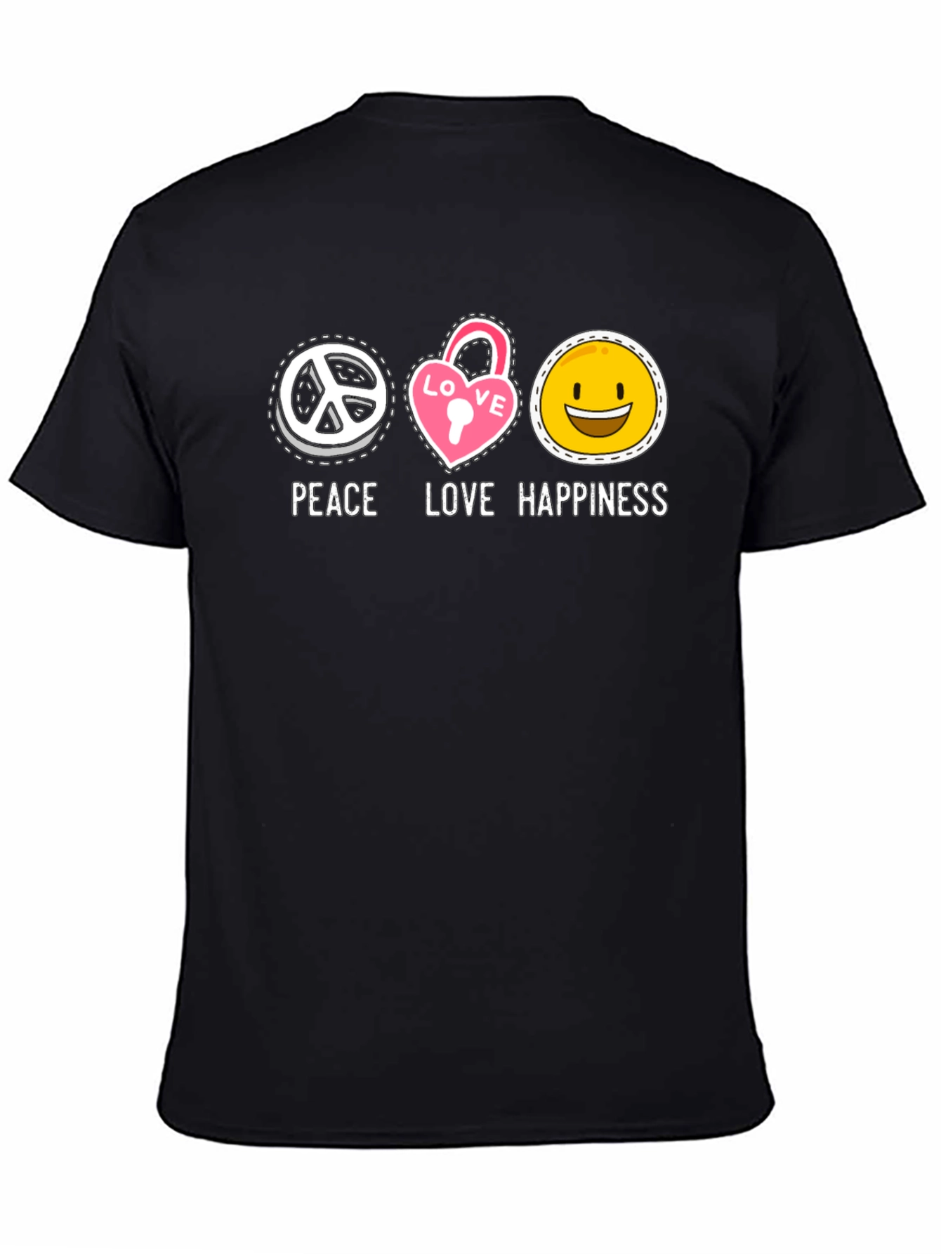Black Peace Love Happiness Graphic Tee view 4