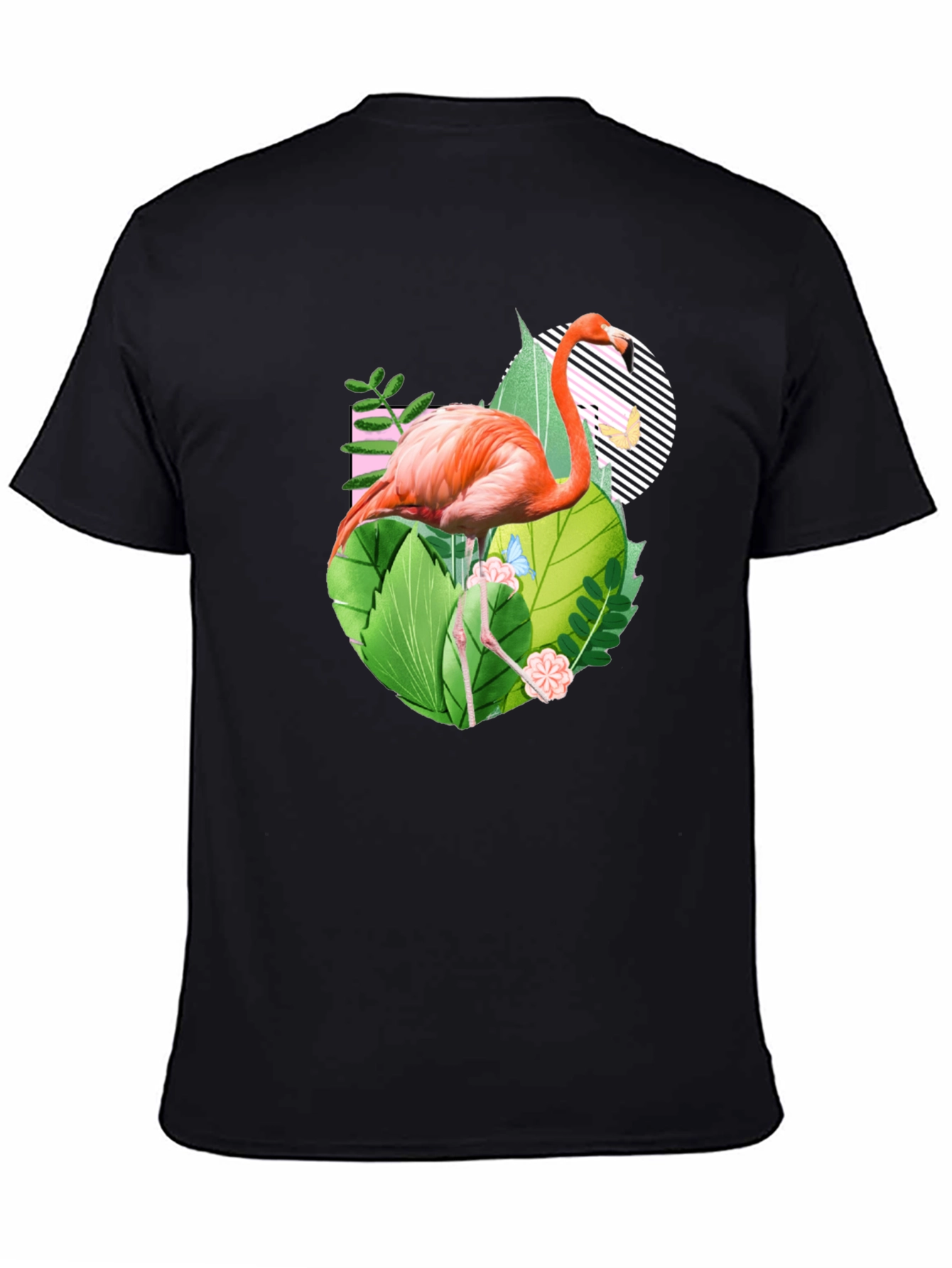 Black Tropical Flamingo Graphic Tee view 4