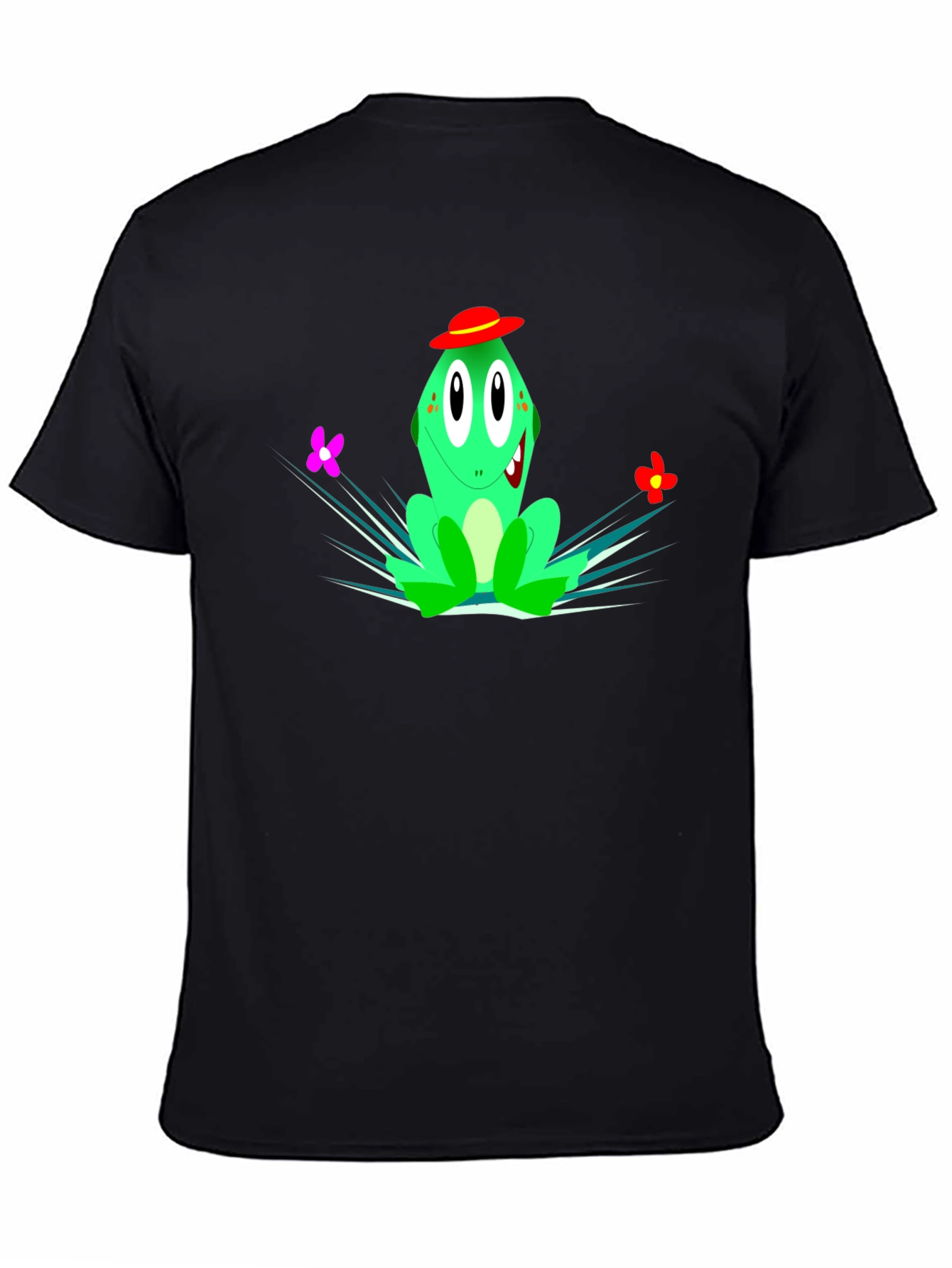 Black Cartoon Frog Graphic Tee - Quirky Style view 4