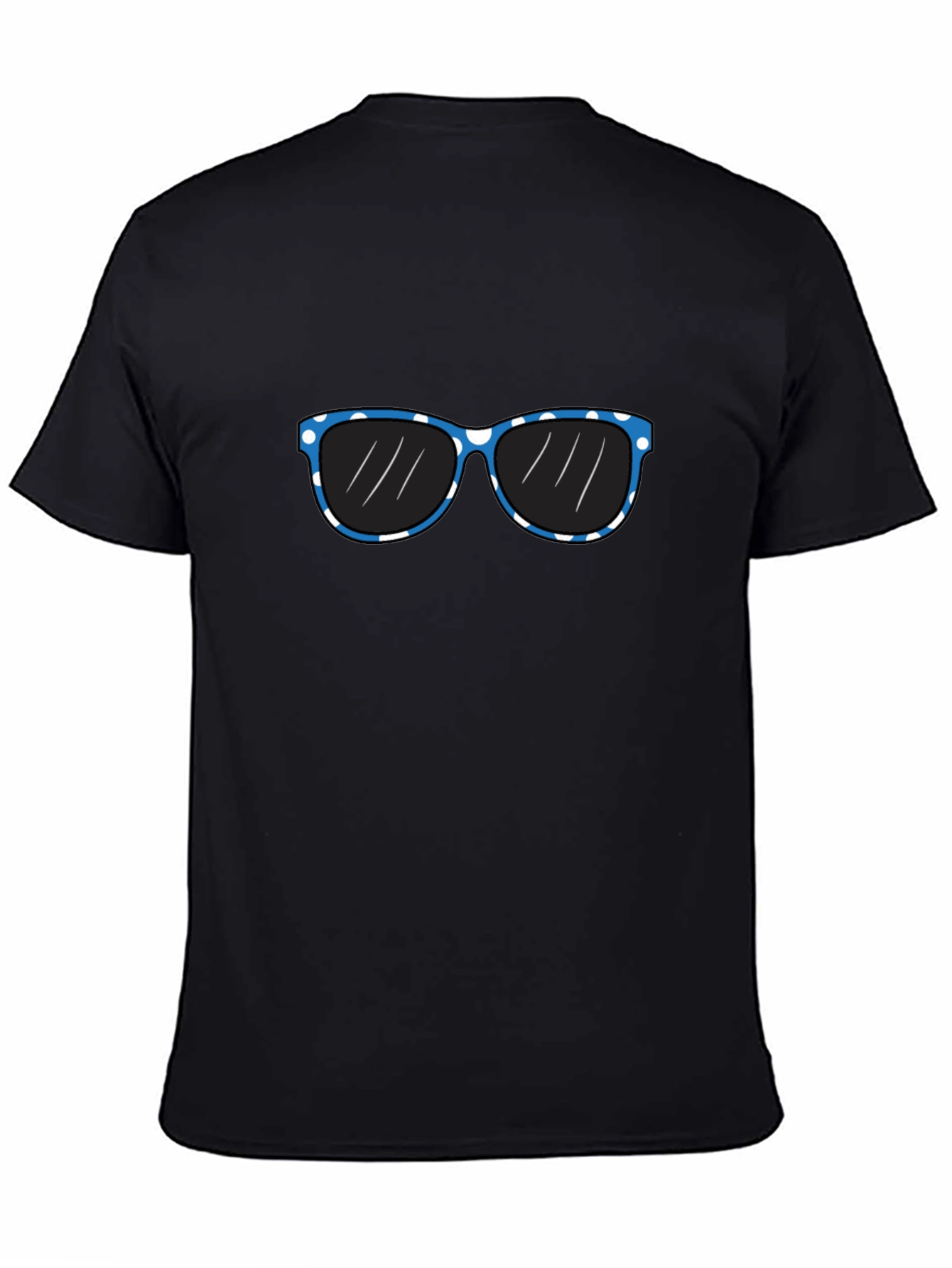 Black Black T-Shirt with Blue Polka Dot Sunglasses Graphic view 4