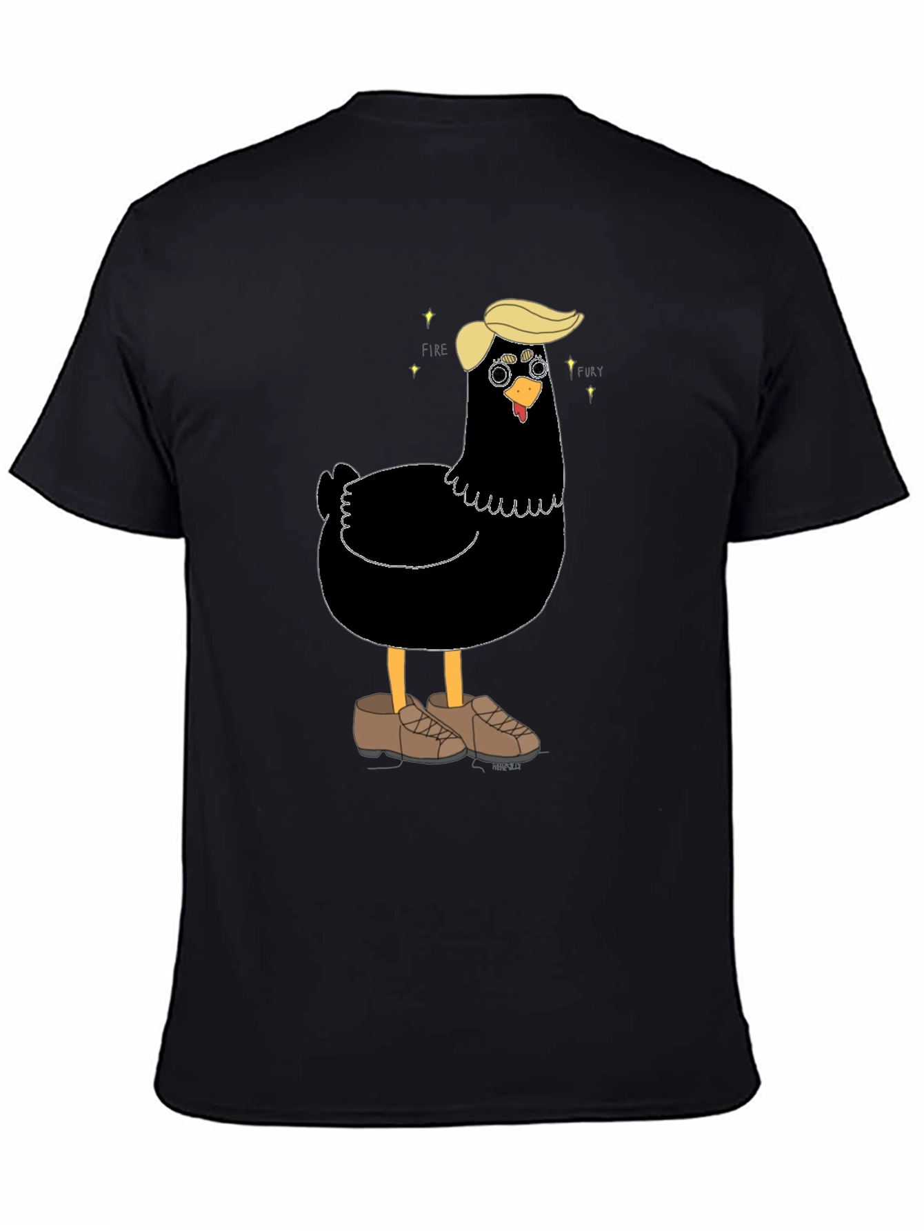 Black Novelty Trump Chicken Graphic Tee - Quirky Fun view 4