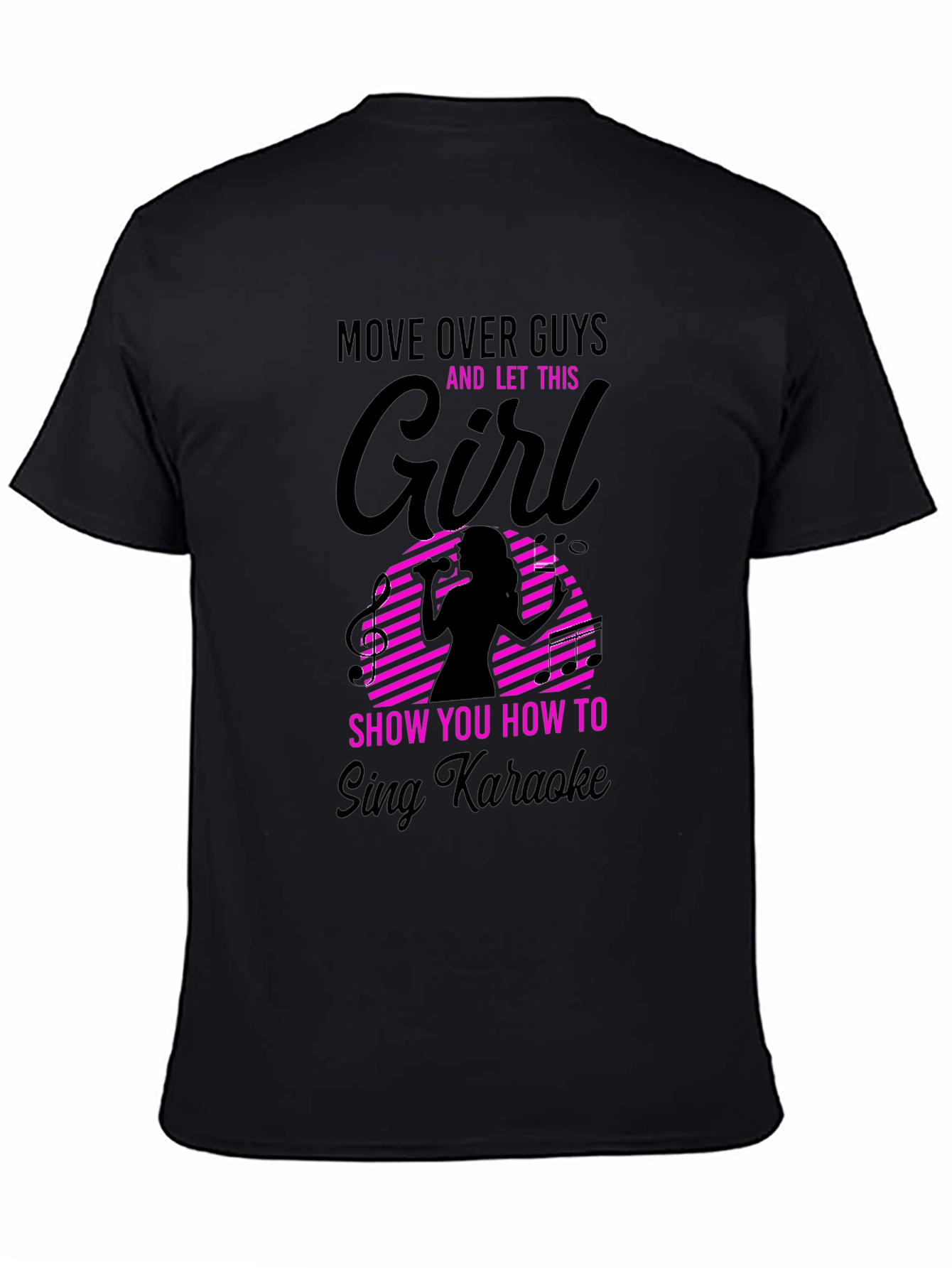 Black Move Over Guys Karaoke Girl Graphic Tee view 4