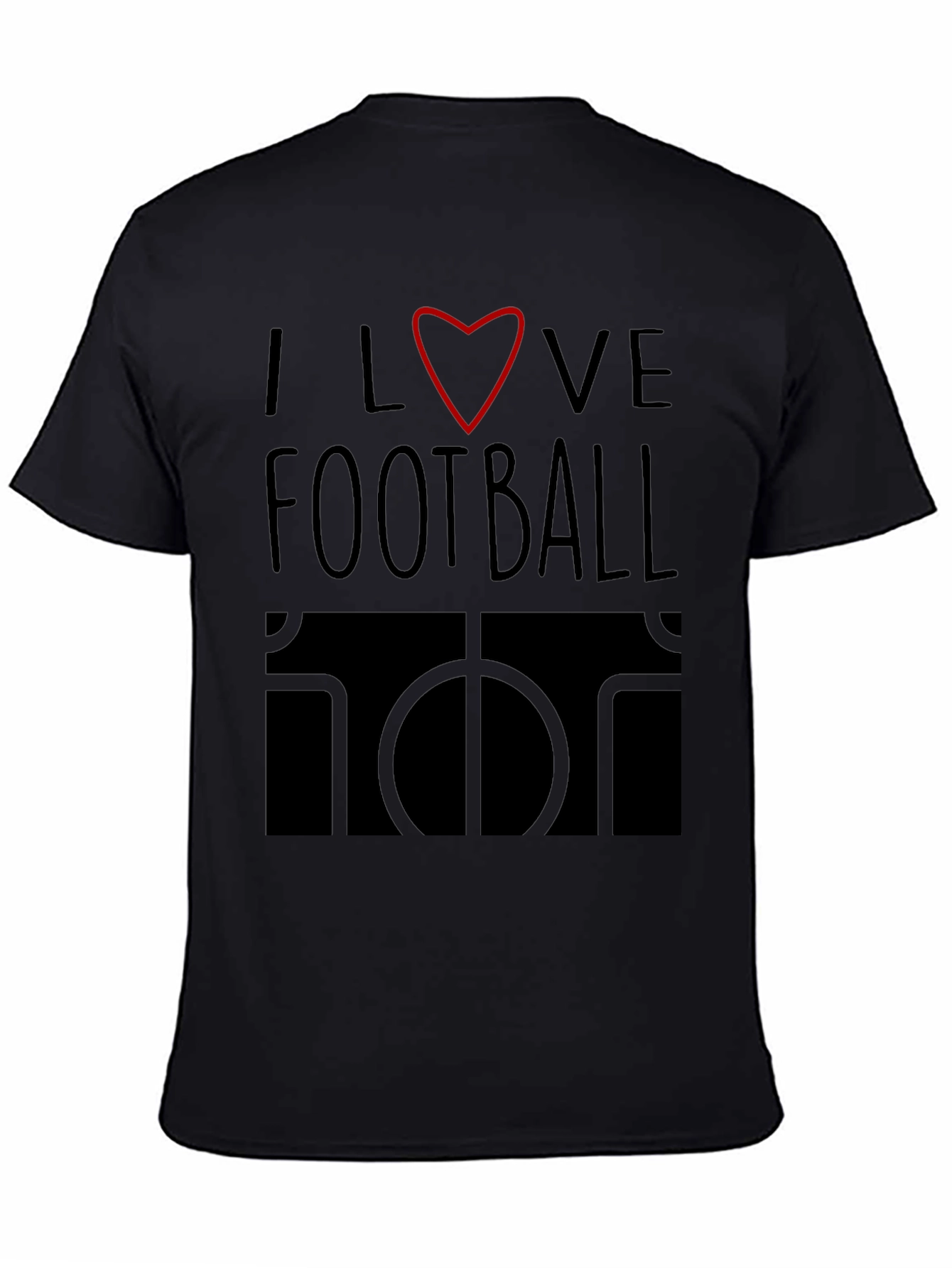 Black I Love Football Graphic Tee - Black Cotton T-Shirt view 4