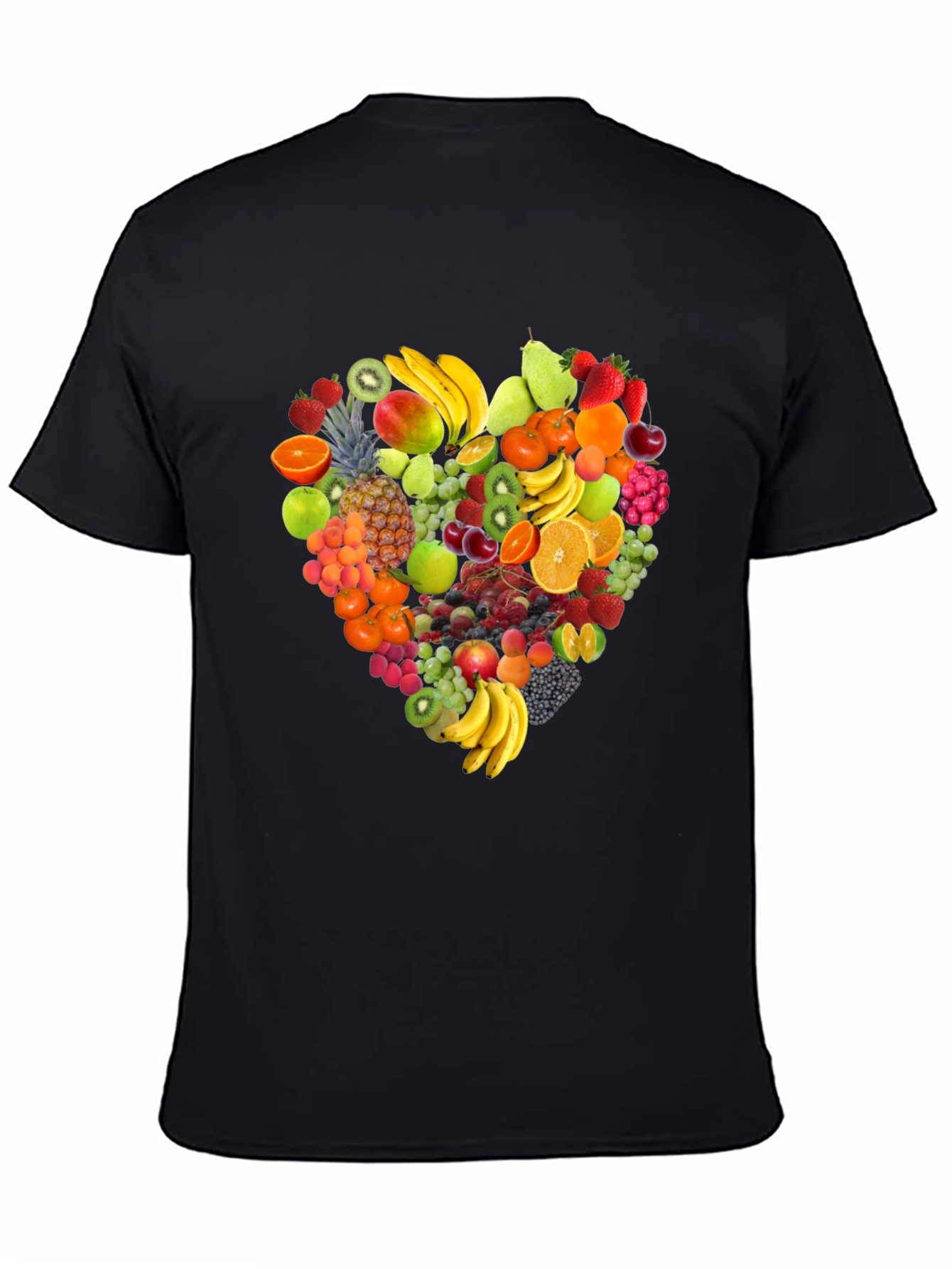Fruit Heart Graphic Black T-Shirt - 4