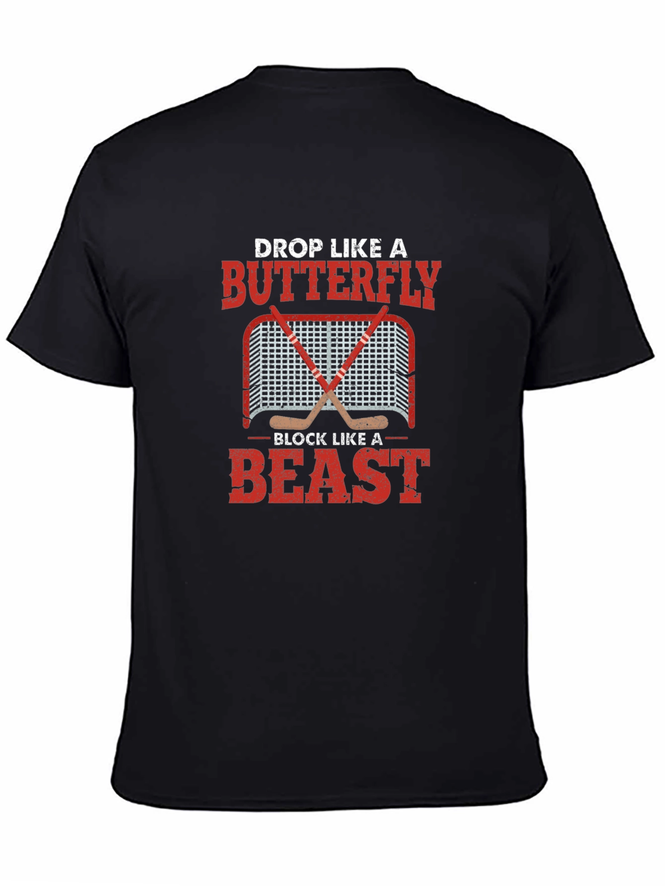 Black Hockey Goalie Butterfly Beast T-Shirt view 4
