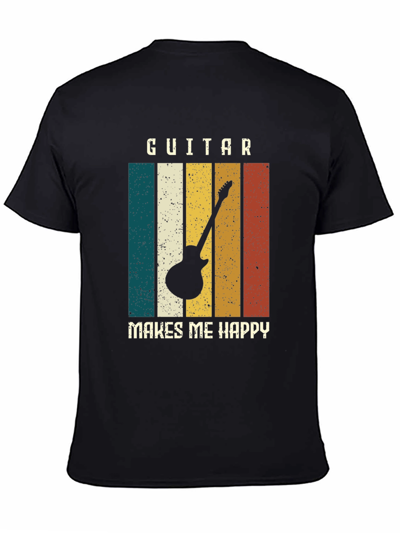 Black Guitar Makes Me Happy Graphic T-Shirt view 4