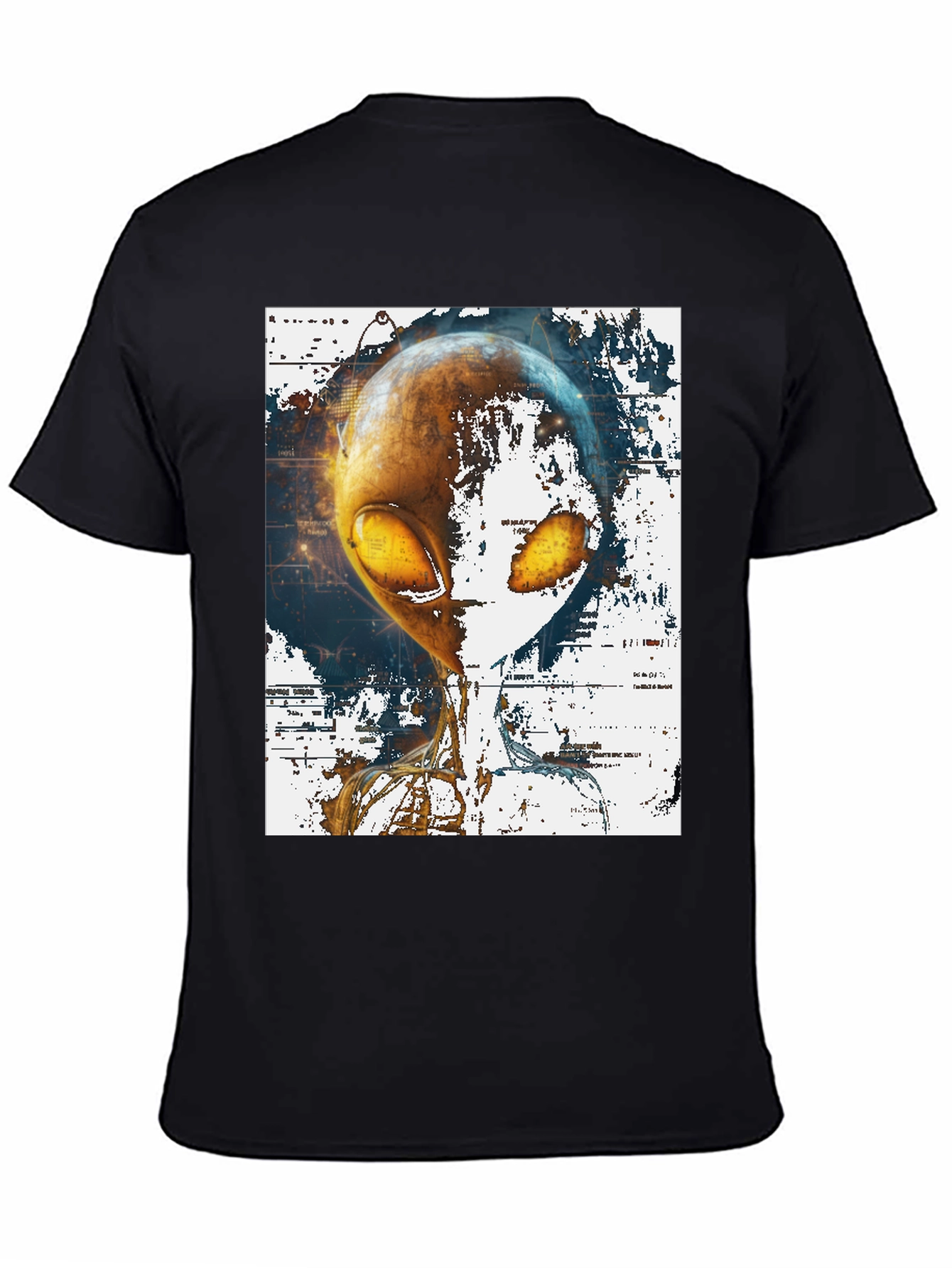 Black Alien Graphic Print T-Shirt - Sci-Fi Streetwear view 4