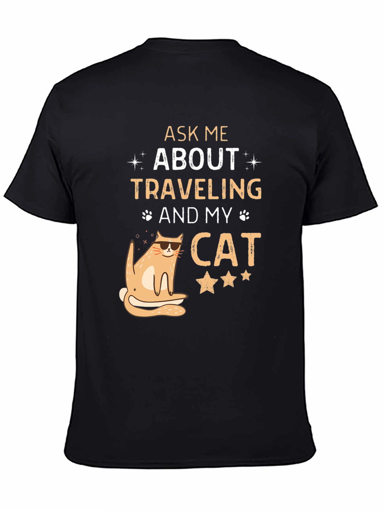 Black Ask Me About Traveling and My Cat T-Shirt view 4
