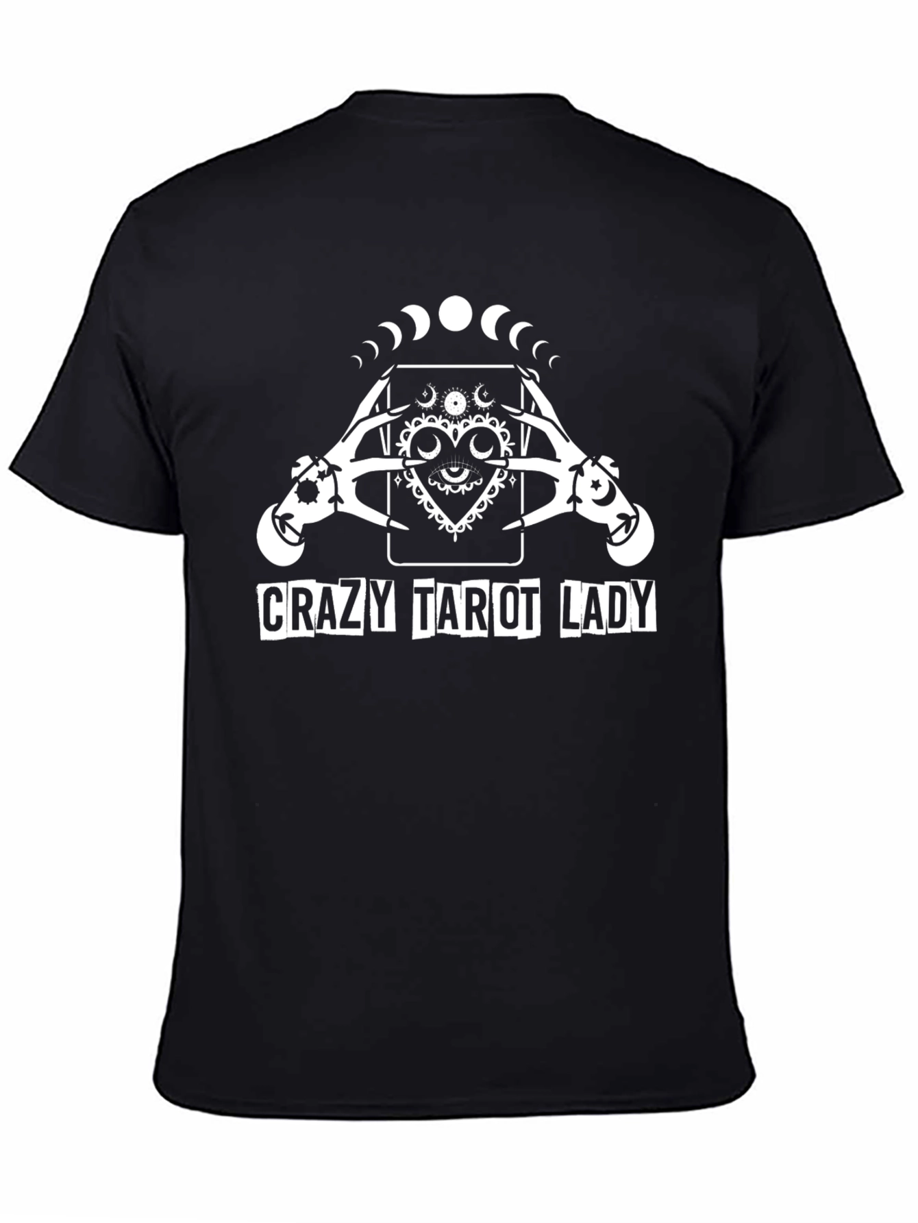 Black Crazy Tarot Lady Graphic Tee - Black view 4