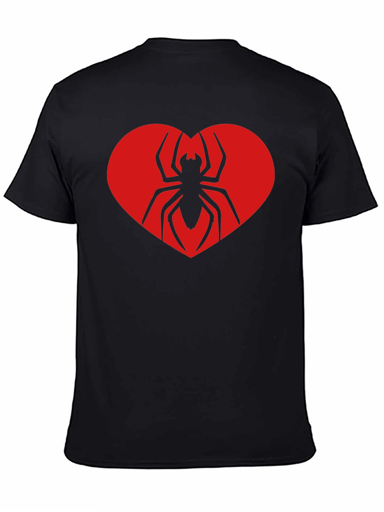 Black Spider Heart Graphic Tee - Black Cotton T-Shirt view 4