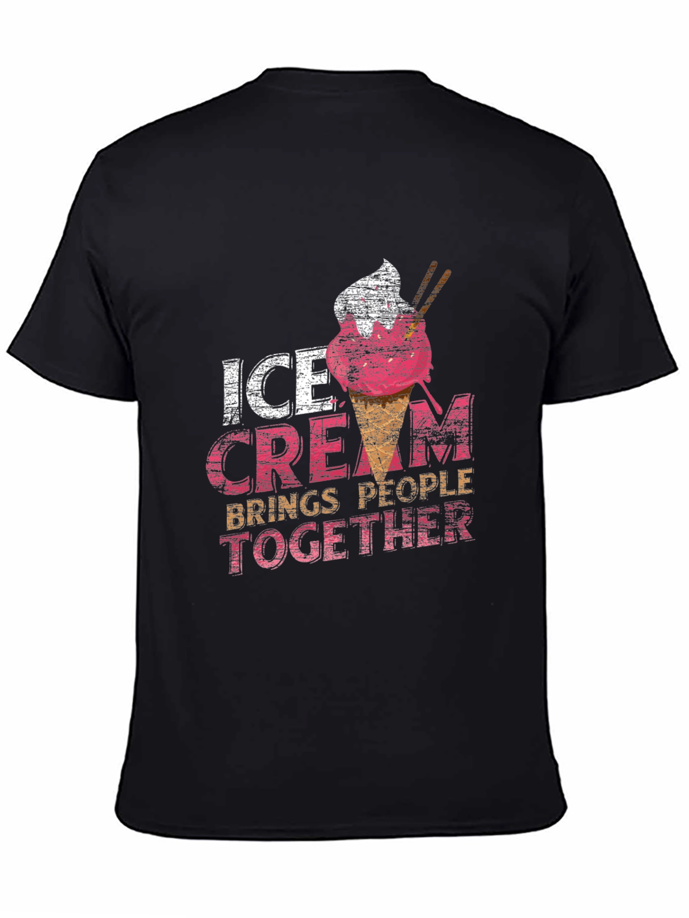 Black Ice Cream Brings People Together Black T-Shirt view 4
