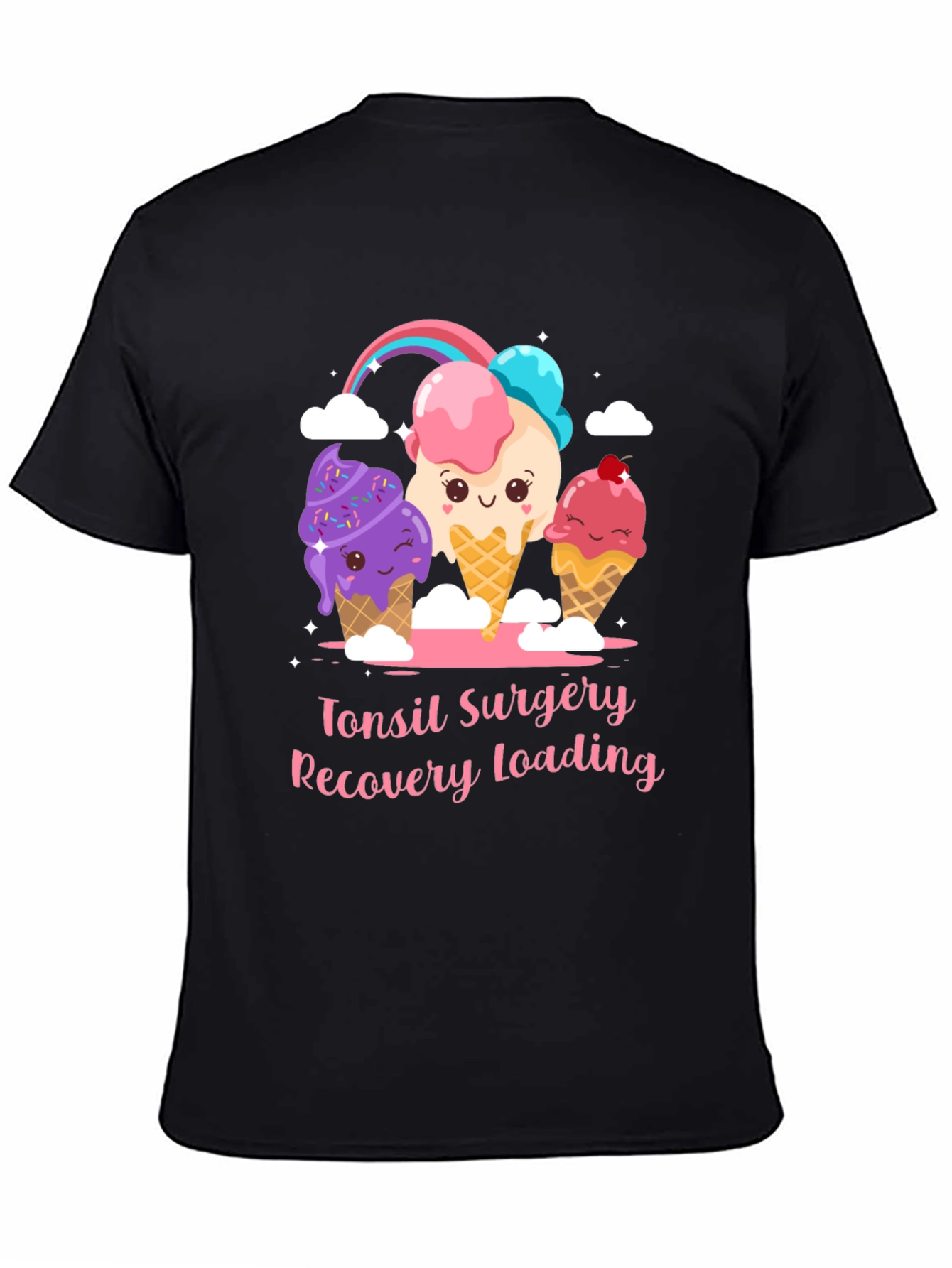 Black Tonsil Surgery Recovery Ice Cream T-Shirt view 4