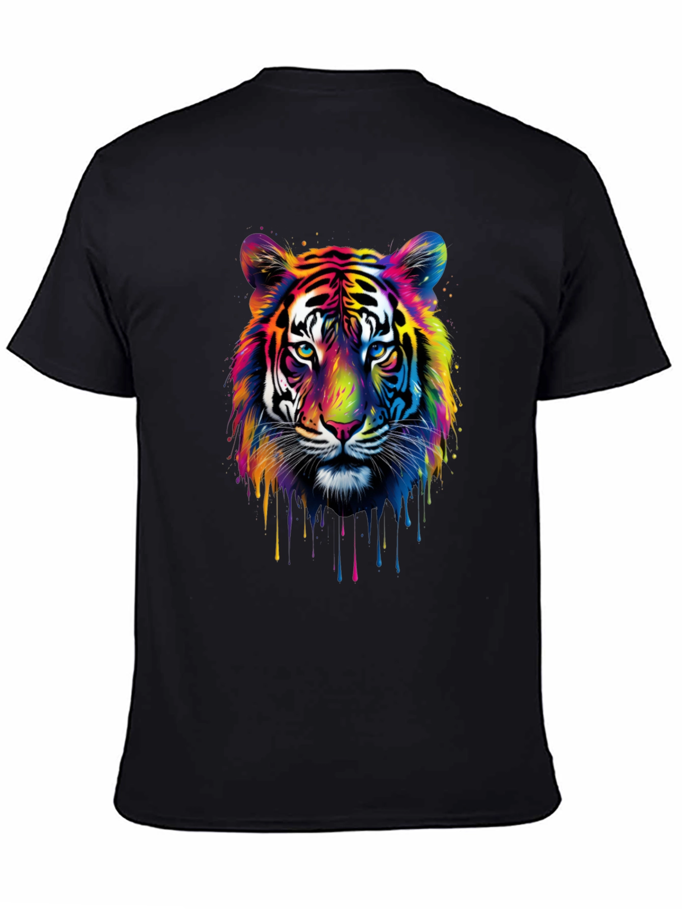 Black Colorful Tiger Graphic T-Shirt view 4
