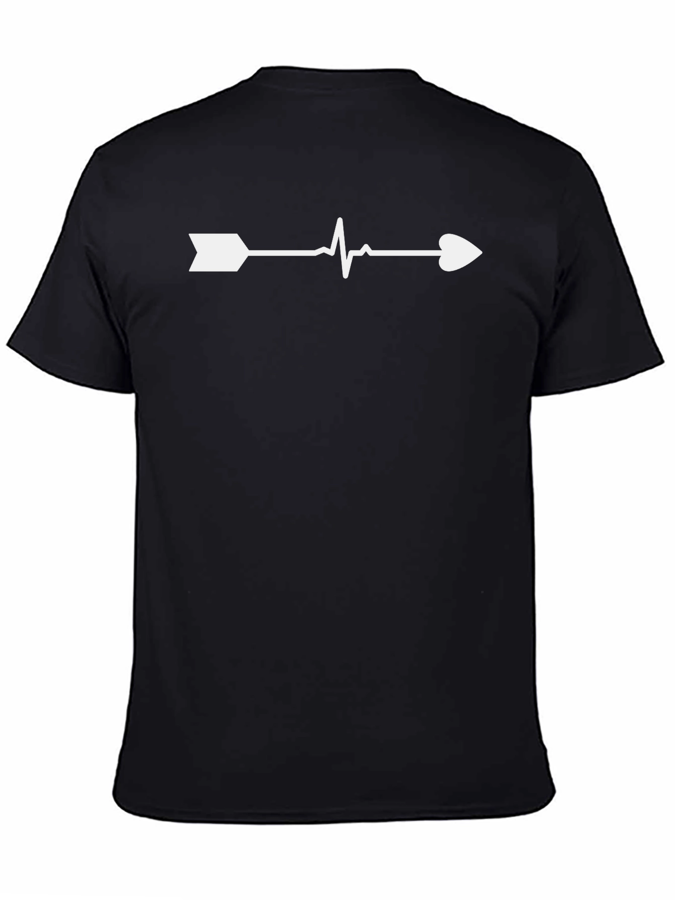 Black Heartbeat Arrow Graphic Tee - Black Cotton Casual view 4