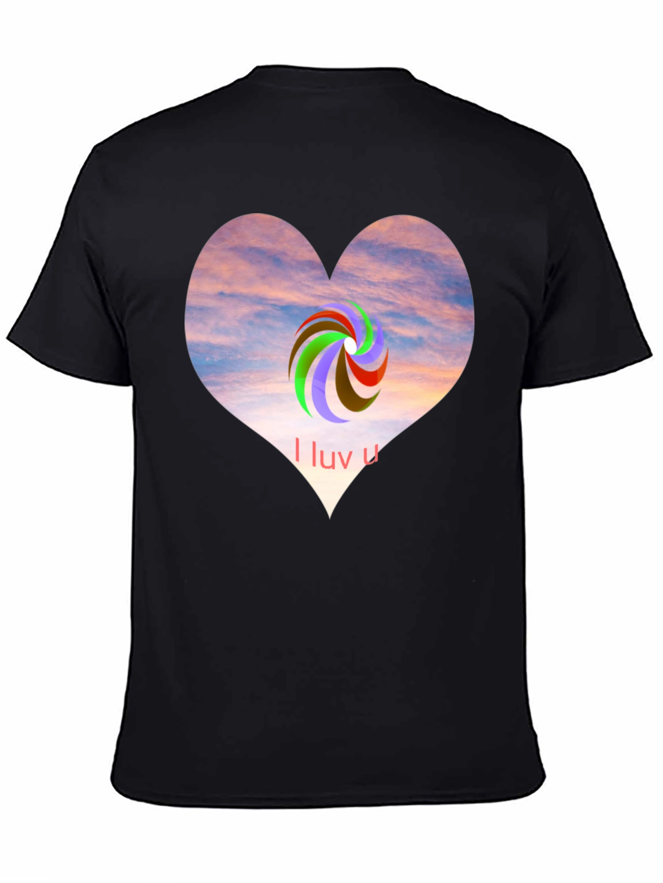 Black I Luv U Heart Graphic Tee - Casual Style view 4