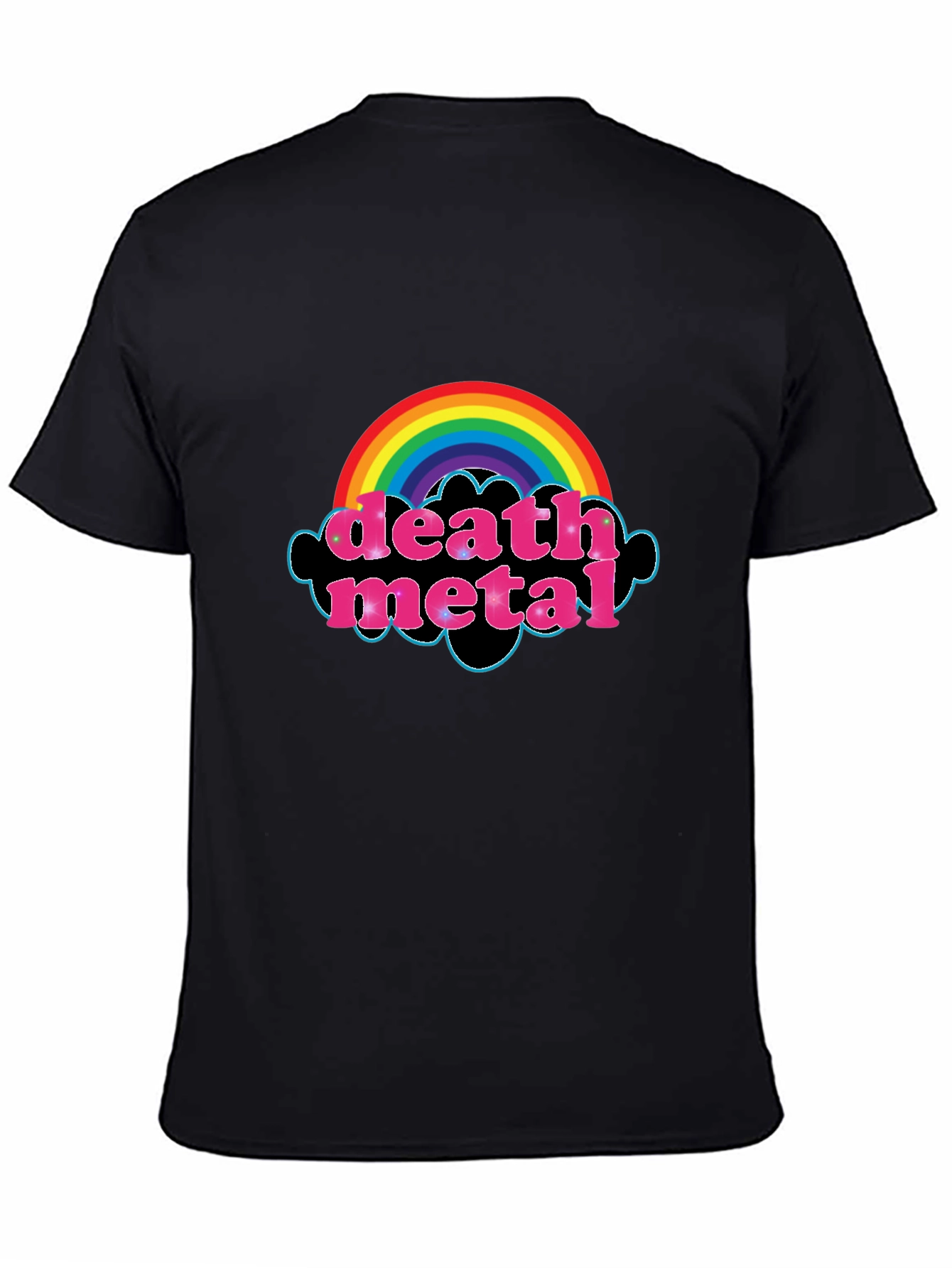 Black Death Metal Rainbow T-Shirt - Black Graphic Tee view 4