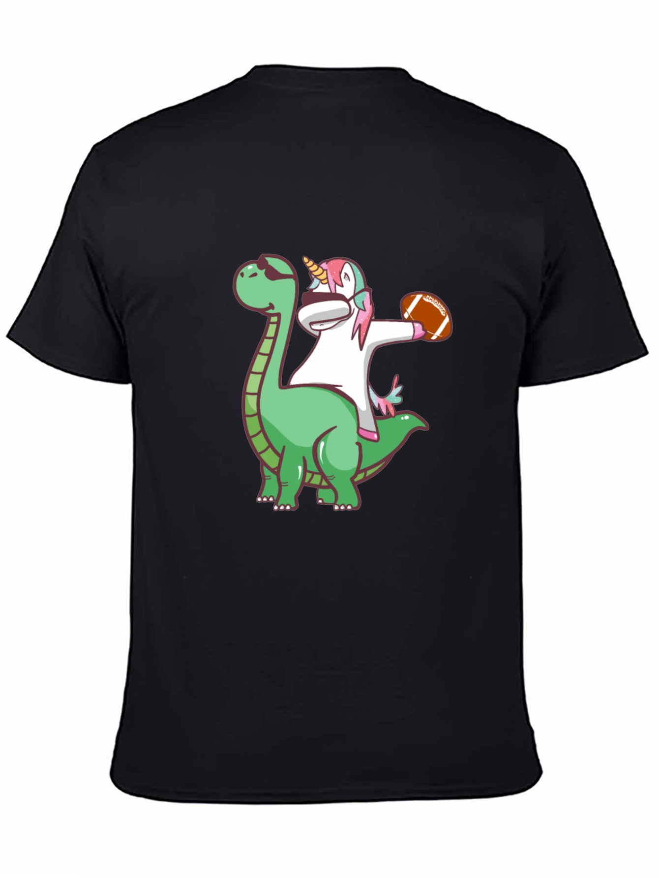 Black Dino Unicorn Football T-Shirt view 4