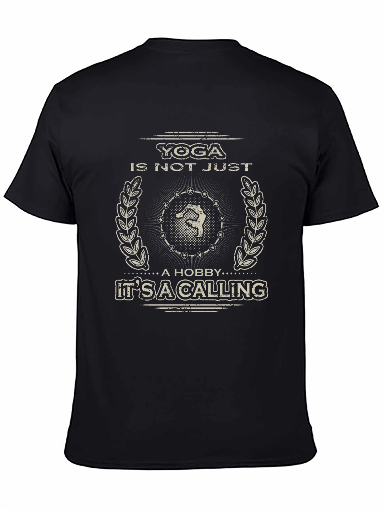 Black Yoga Calling Graphic Tee - Unisex Black T-Shirt view 4