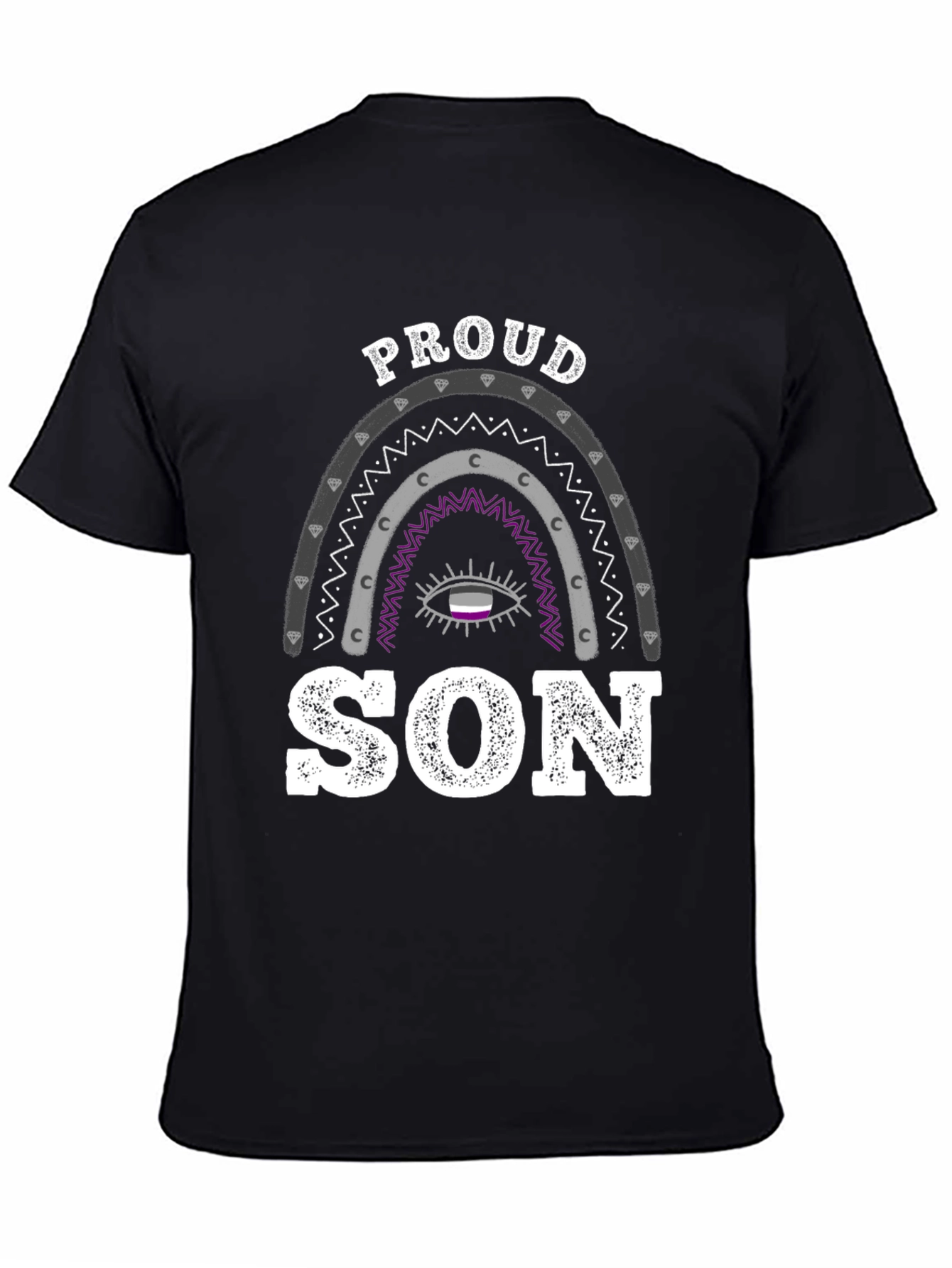Black Proud Son Asexual Pride T-Shirt view 4