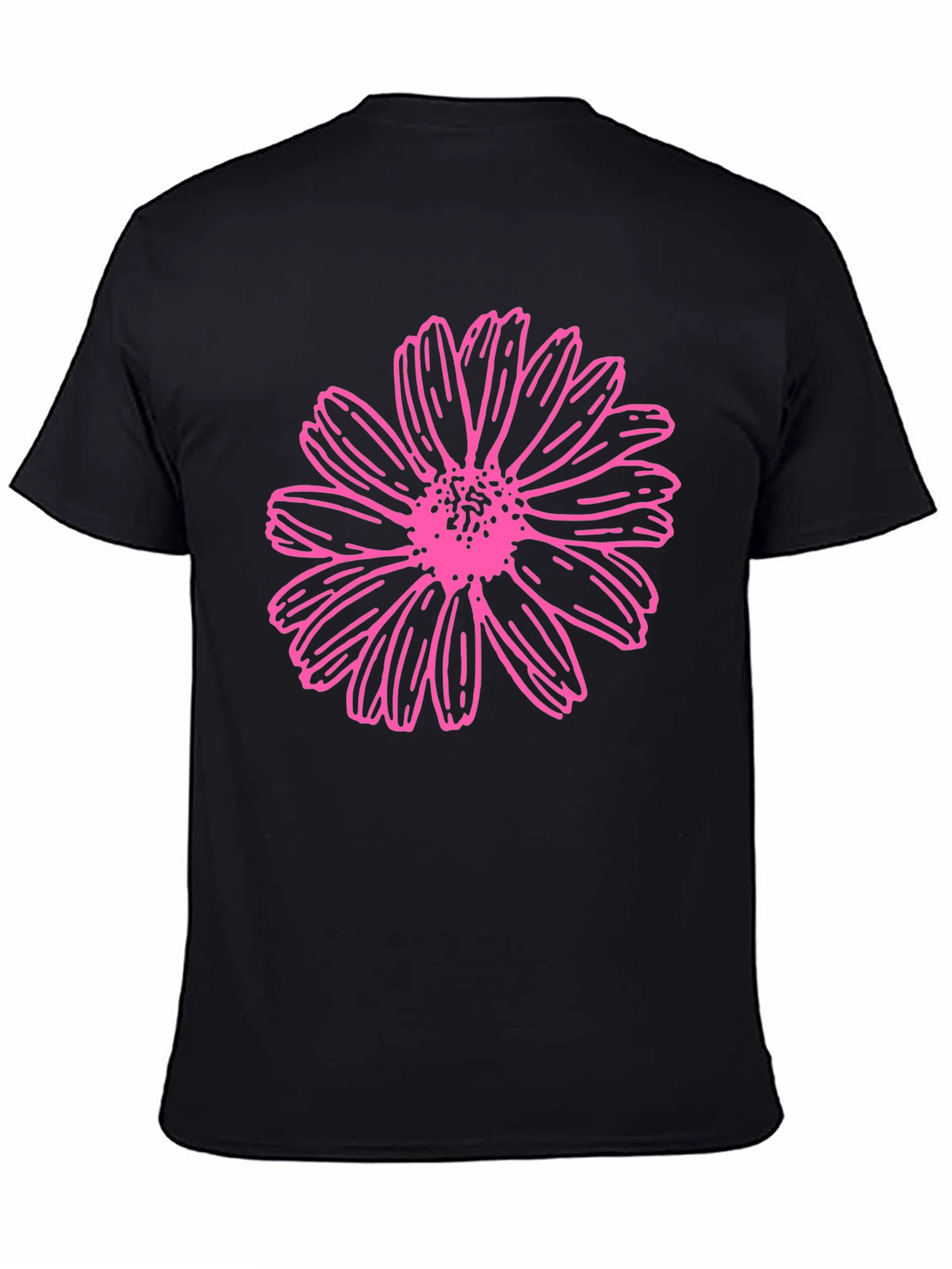Black Pink Daisy Graphic T-Shirt - Black Cotton Blend view 4