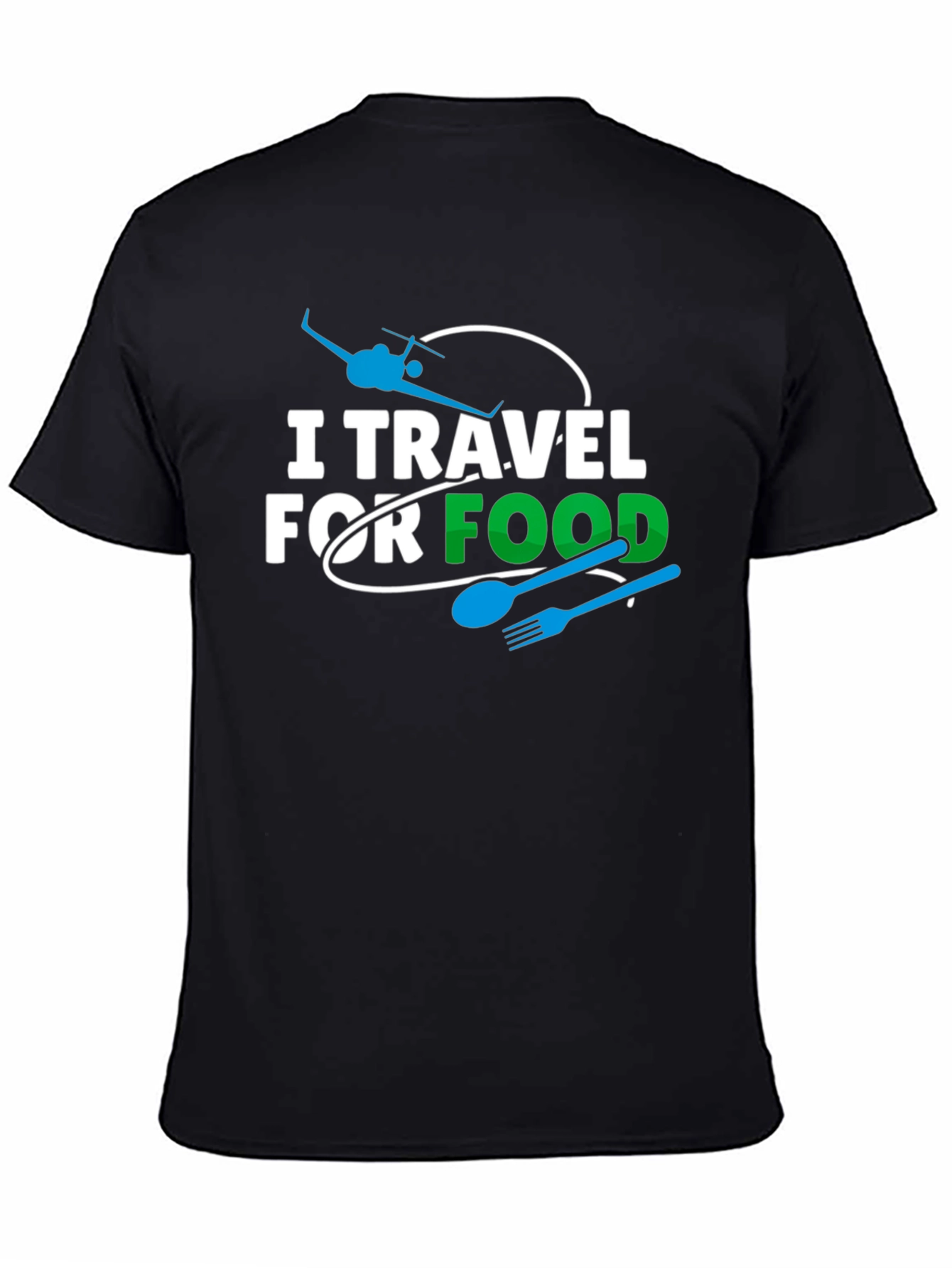 Black I Travel For Food Black Graphic Tee view 4