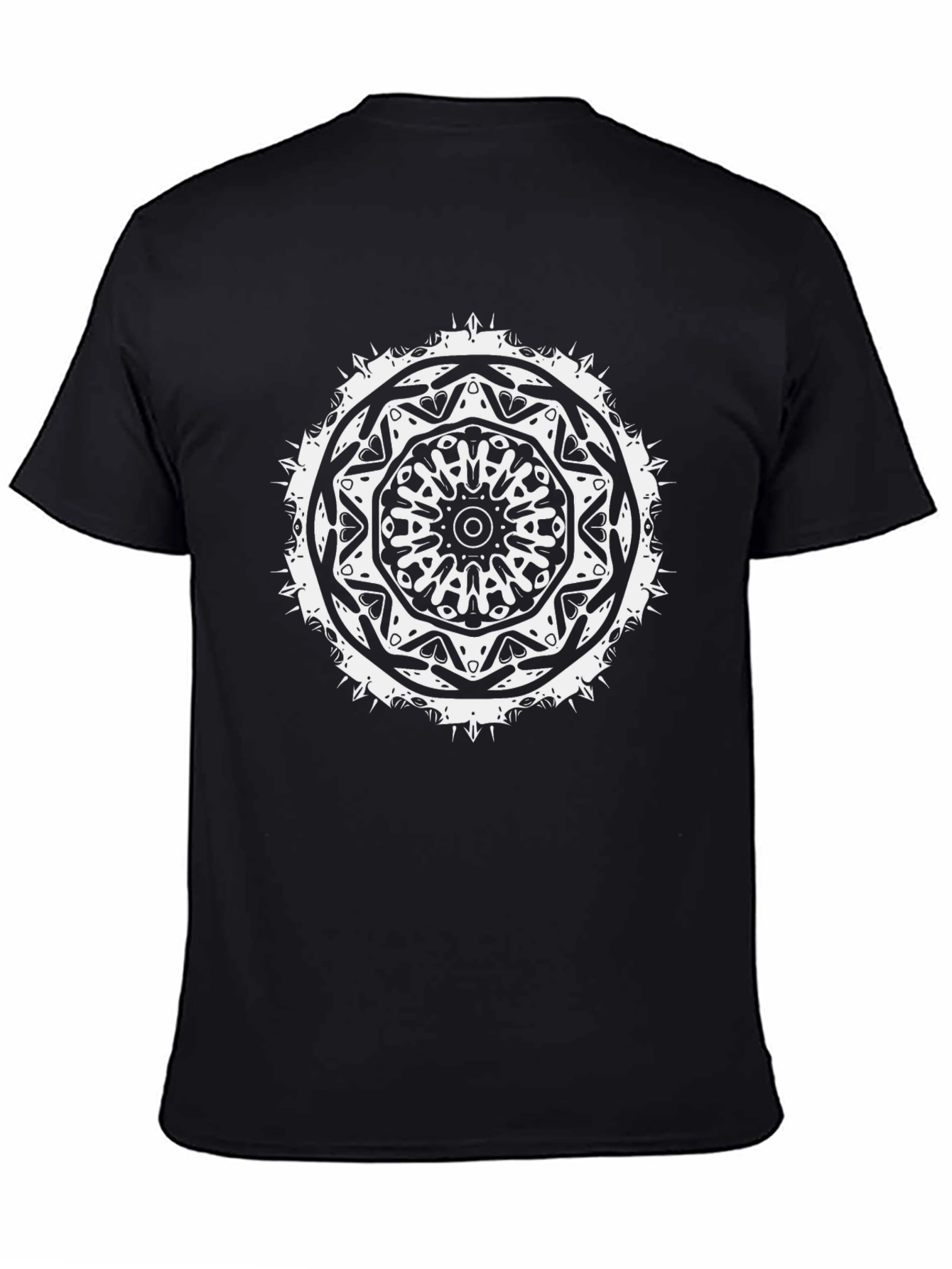 Black Black Mandala Graphic Tee - Unique Design view 4