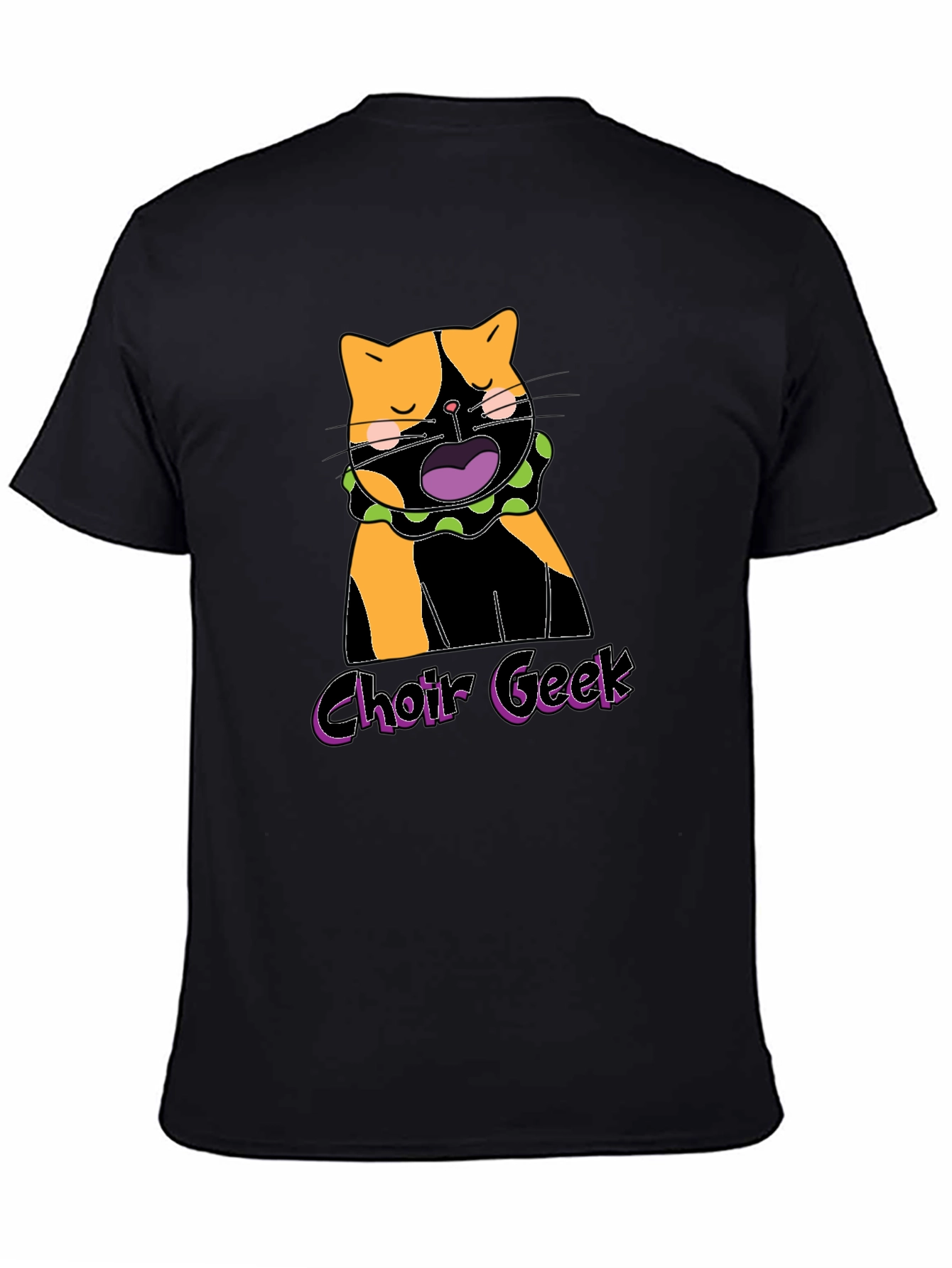 Black Choir Geek Cat Graphic Tee - Black Cotton T-Shirt view 4