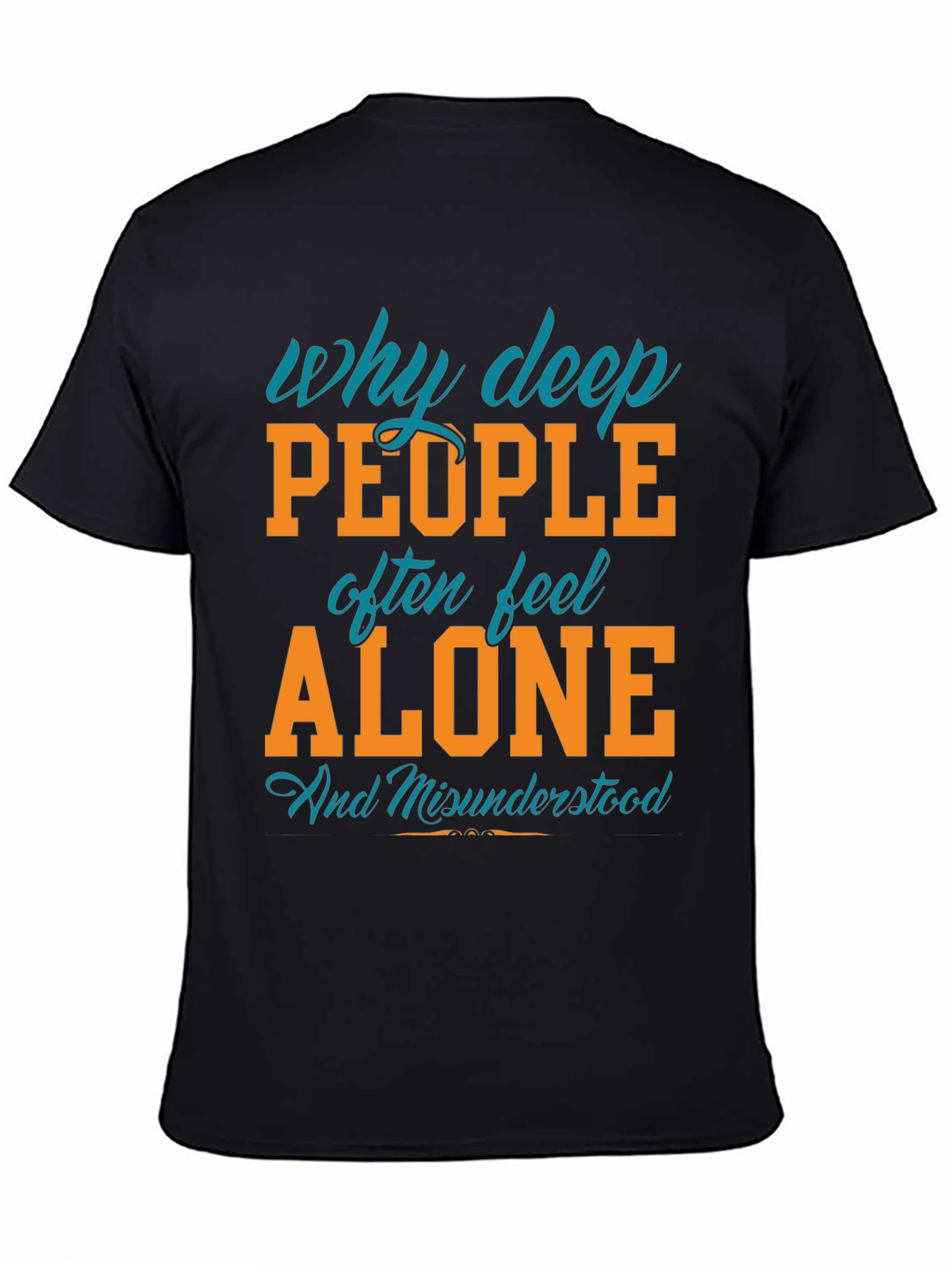 Black Deep People Alone Graphic Tee - Soft Cotton Blend view 4