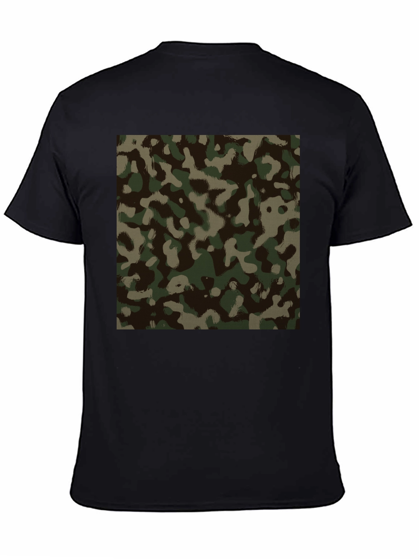 Black Camo Print Black T-Shirt view 4