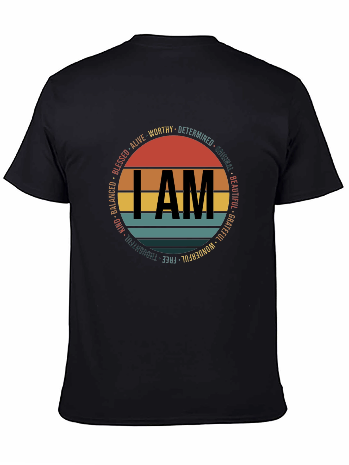 Black I AM Graphic Print Crew Neck T-Shirt view 4