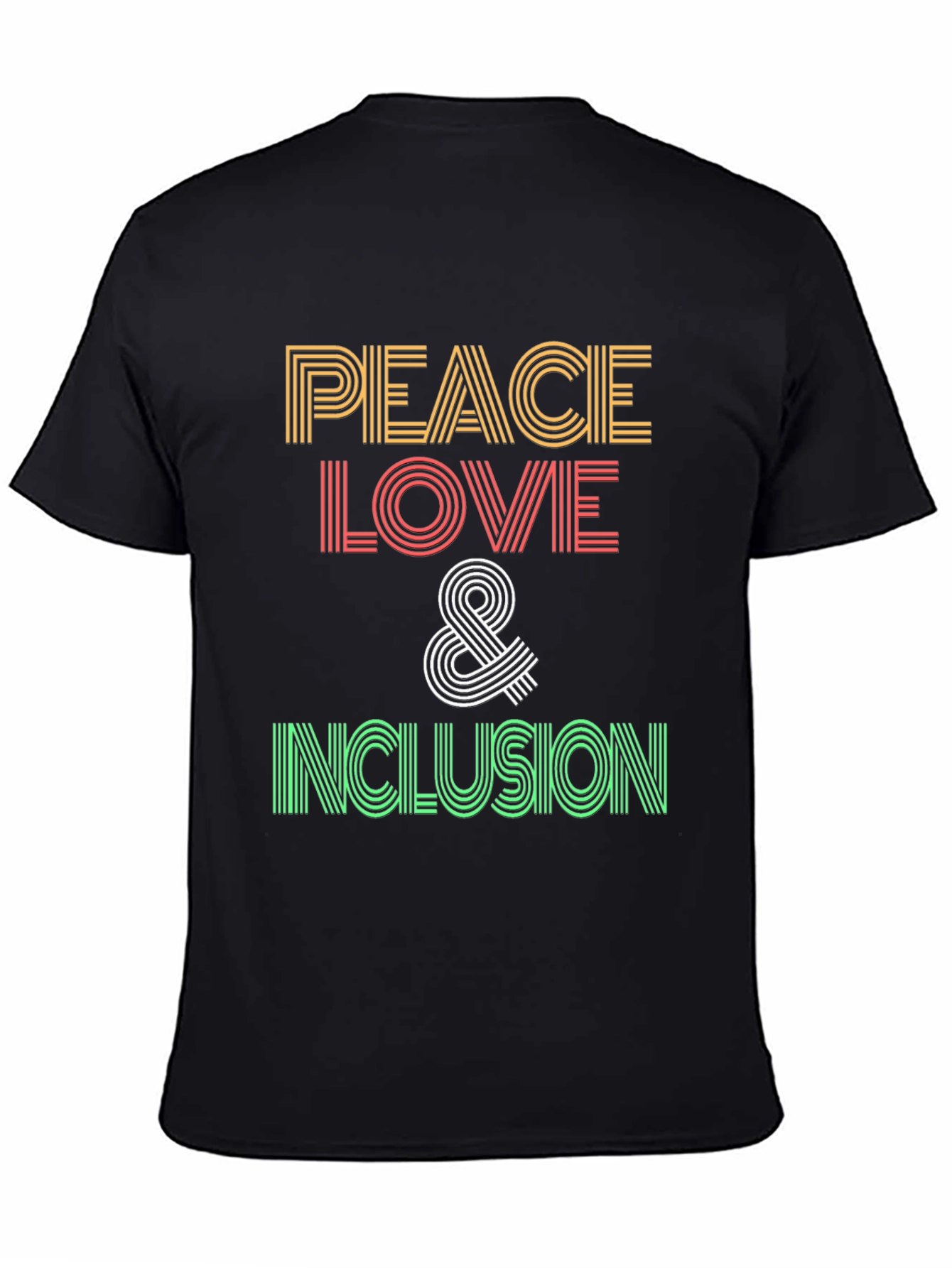 Black Peace Love and Inclusion Graphic T-Shirt view 4