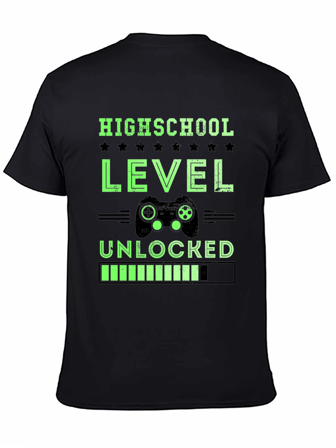 Black Highschool Level Unlocked Gamer T-Shirt view 4