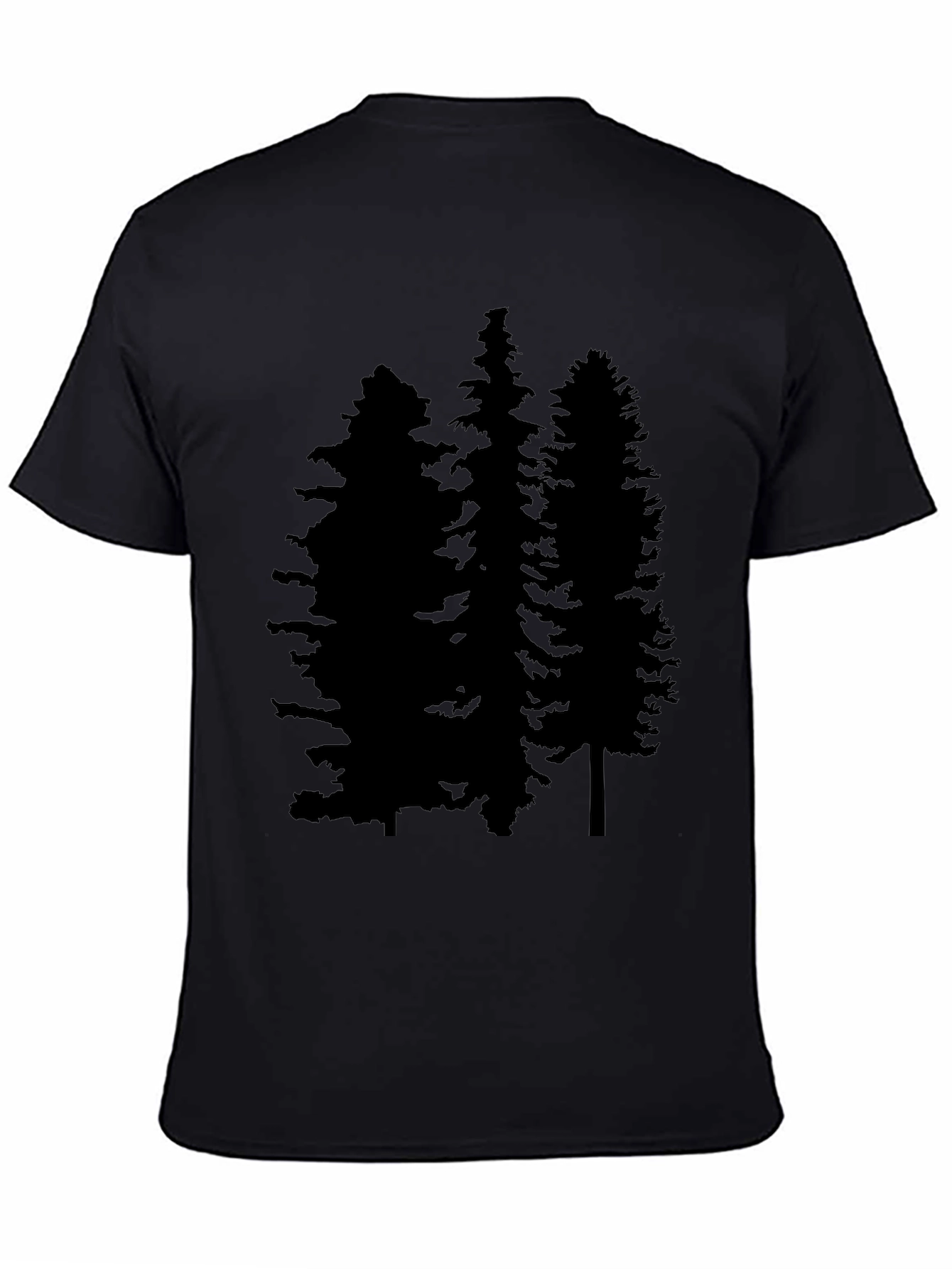 Black Men's Black T-Shirt with Pine Tree Graphic view 4