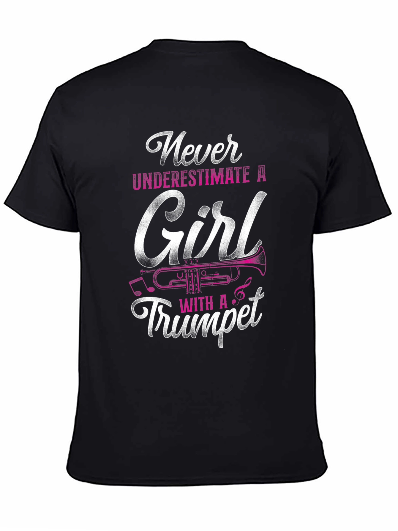 Black Never Underestimate a Girl with a Trumpet T-Shirt view 4