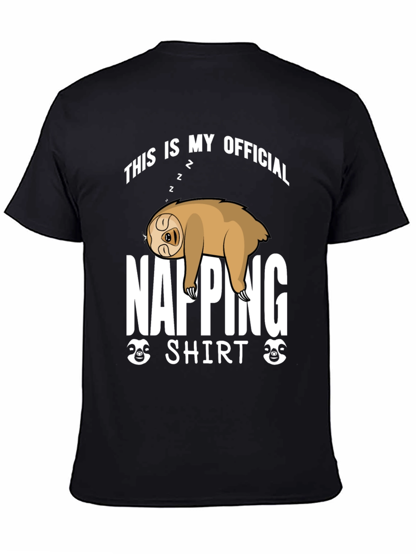 Black Napping Sloth Graphic T-Shirt - Official Napping Shirt view 4