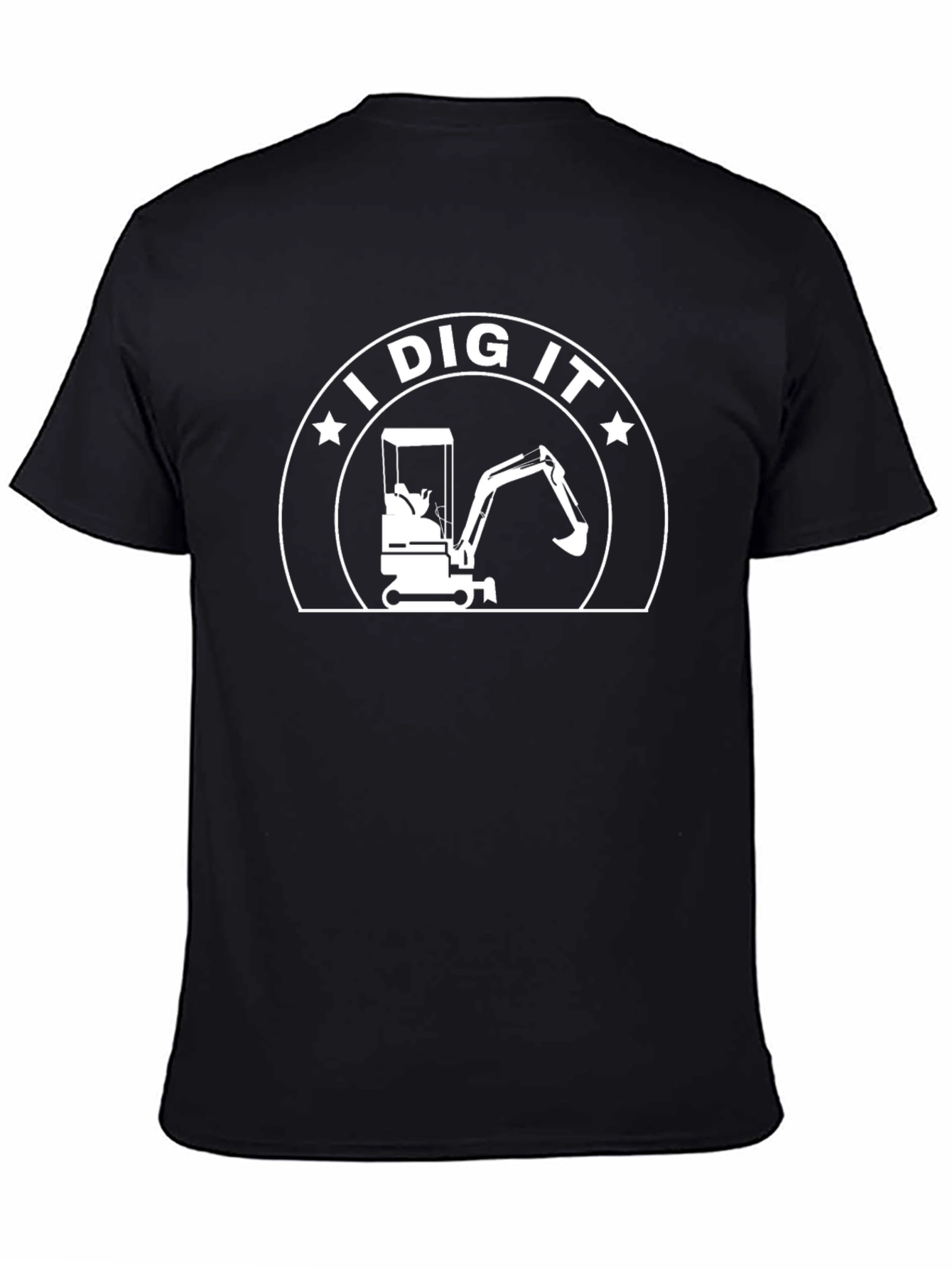 Black I Dig It! Construction Excavator T-Shirt view 4