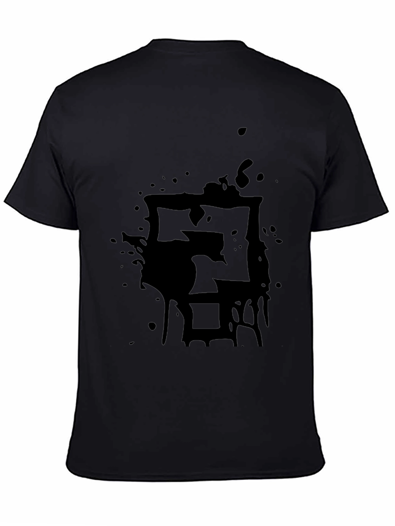 Black Men's Black Graphic Tee - Abstract Design view 4