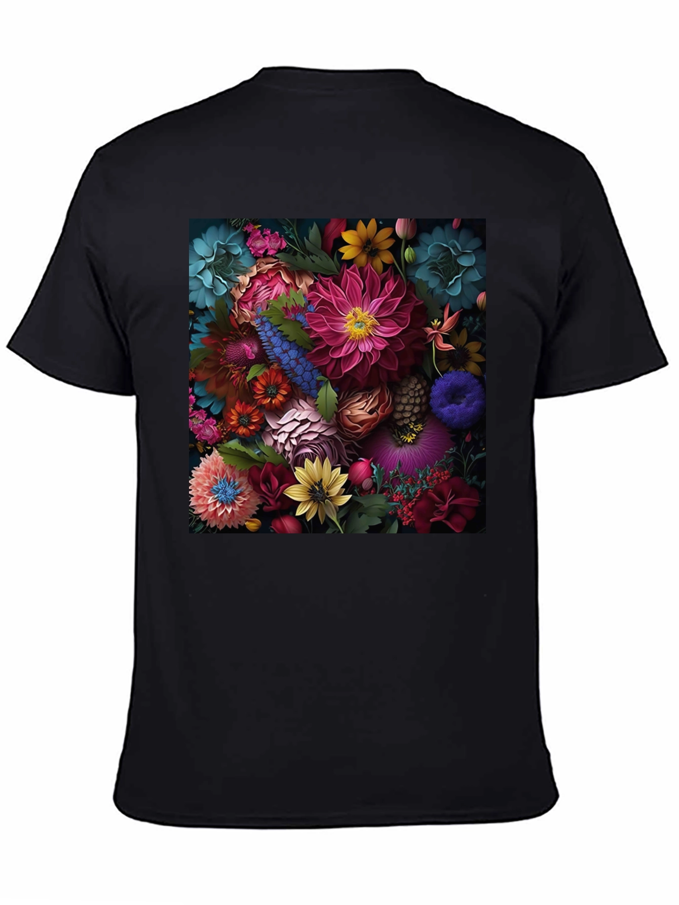 Black Floral Print Black T-Shirt view 4