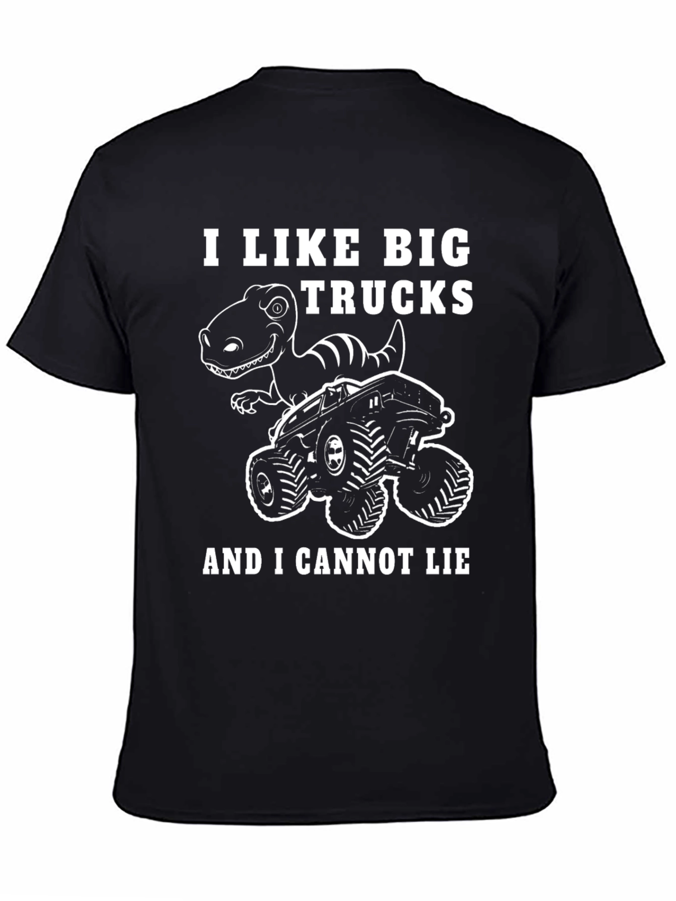 Black I Like Big Trucks Dinosaur Graphic T-Shirt view 4