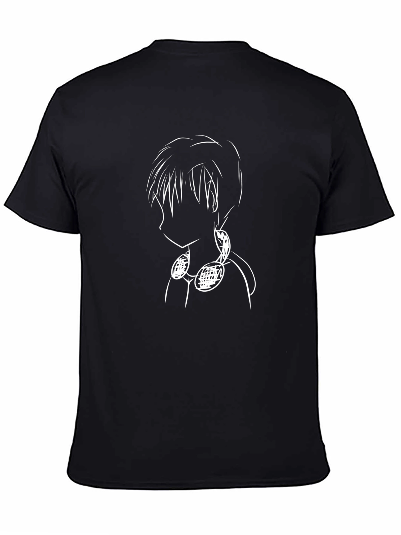 Black Anime Style Graphic Tee - Black view 4