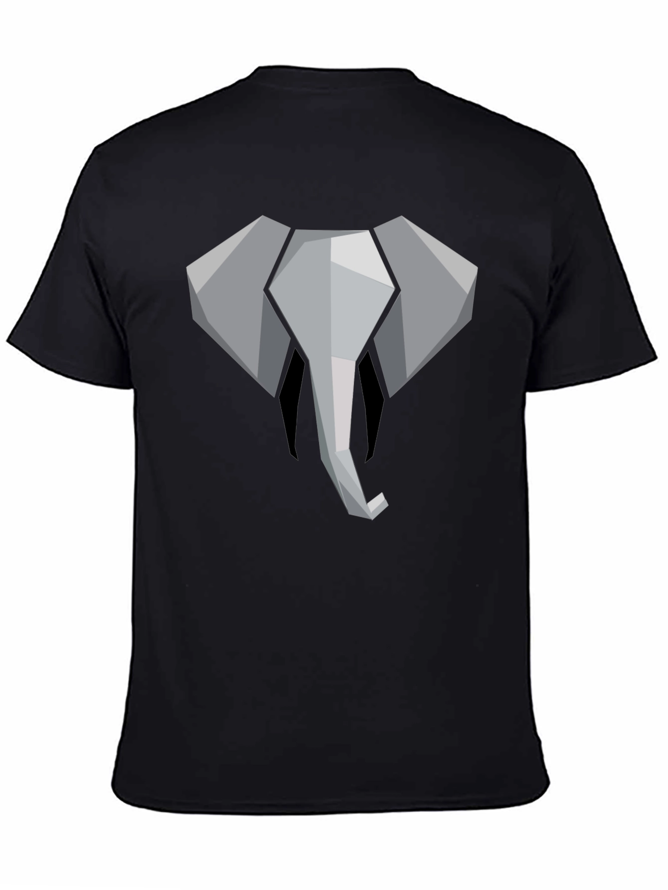 Black Geometric Elephant Graphic Tee - Black Cotton Shirt view 4
