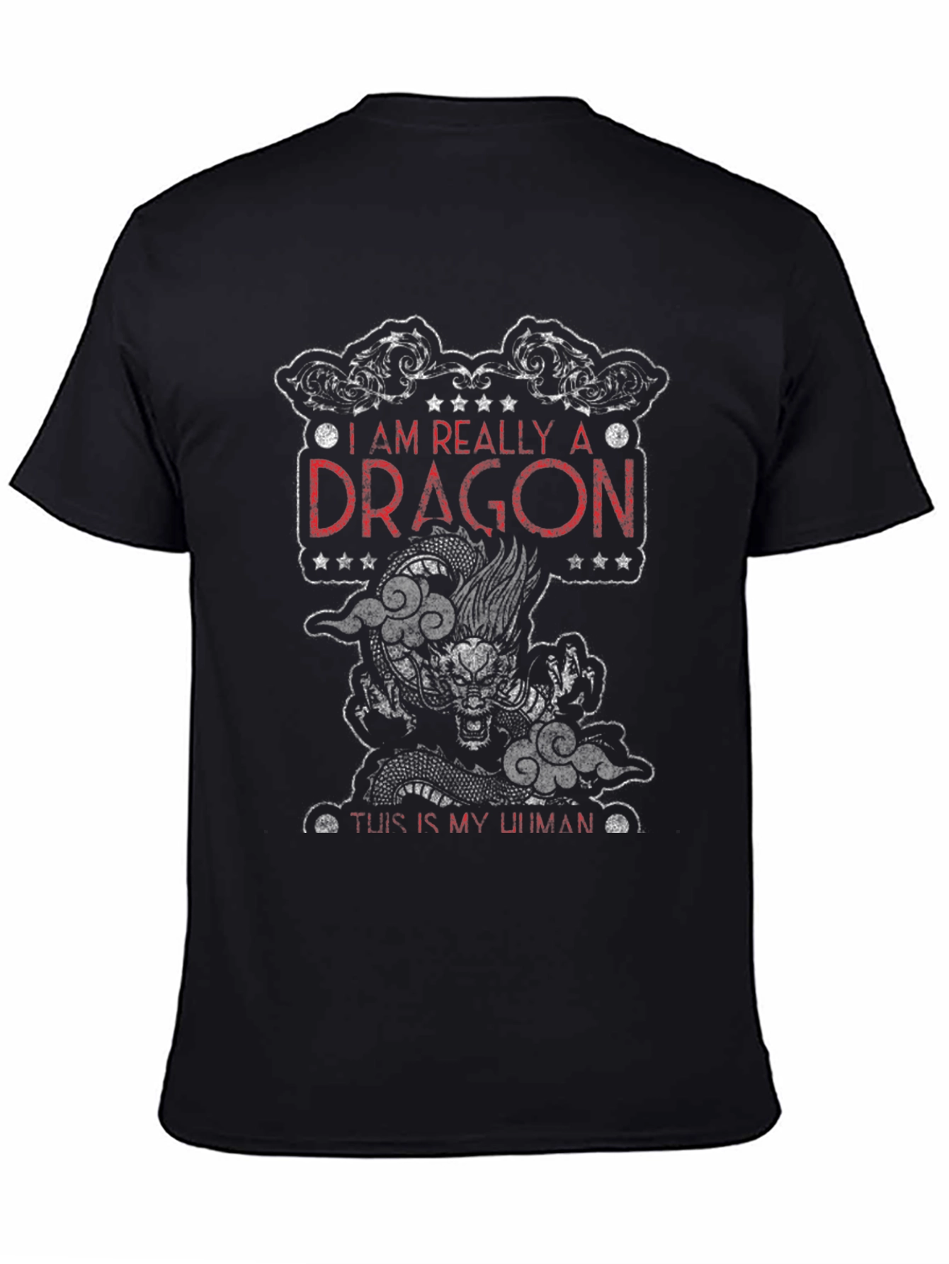 Black I am Really a Dragon Graphic Tee view 4