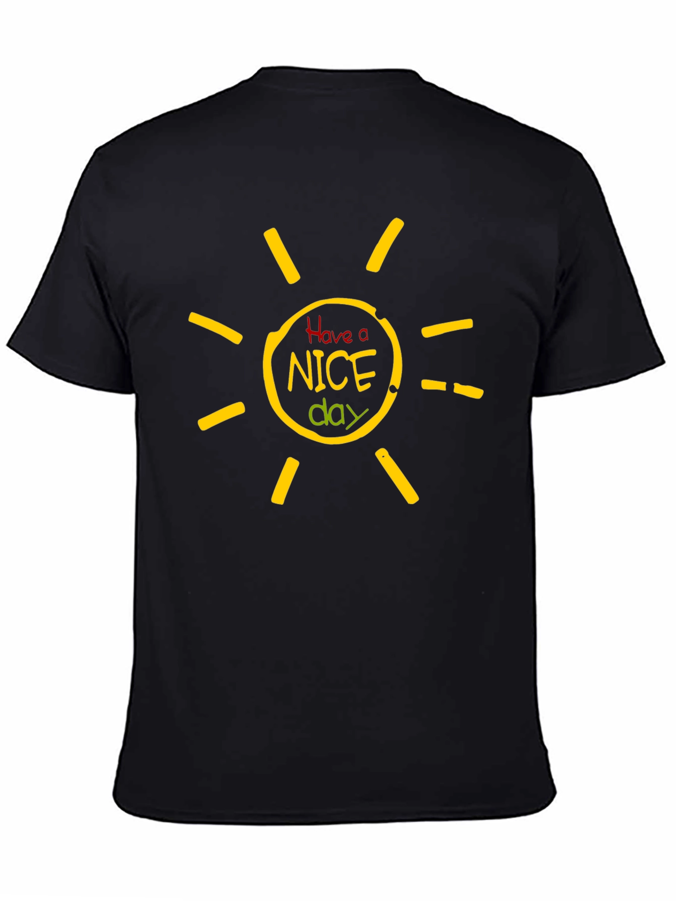 Black Have A Nice Day Graphic Tee - Unisex Black Cotton T-Shirt view 4