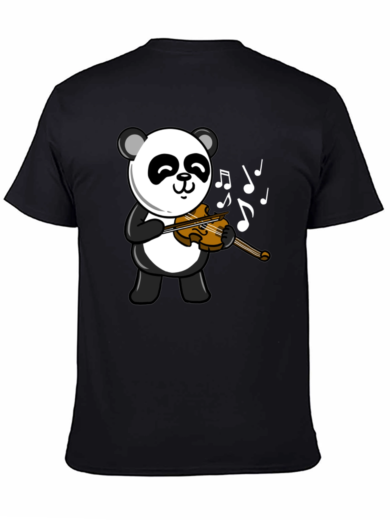 Black Panda Violinist Graphic T-Shirt view 4