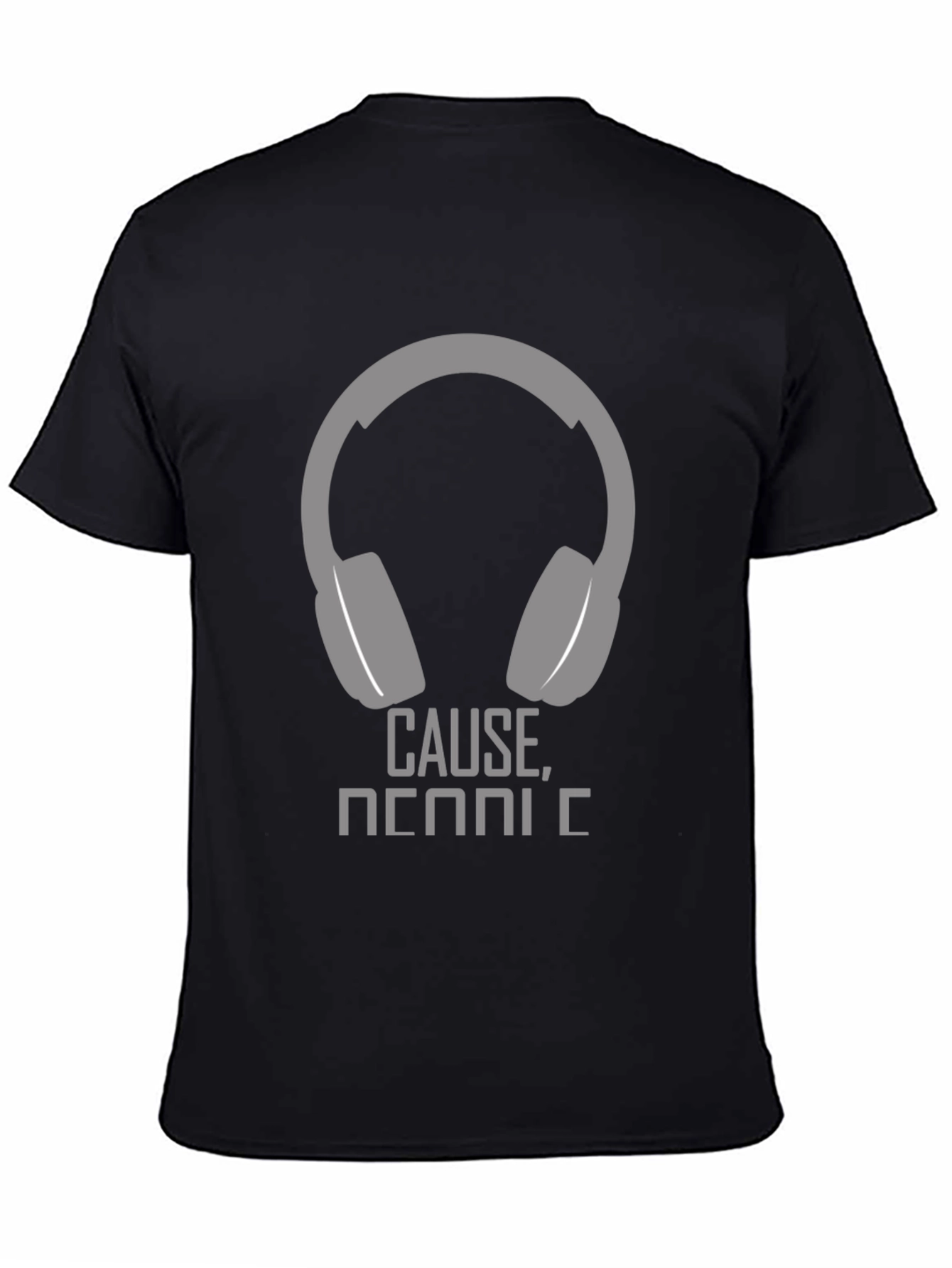 Black Headphone Graphic T-Shirt - Cause Music! view 4