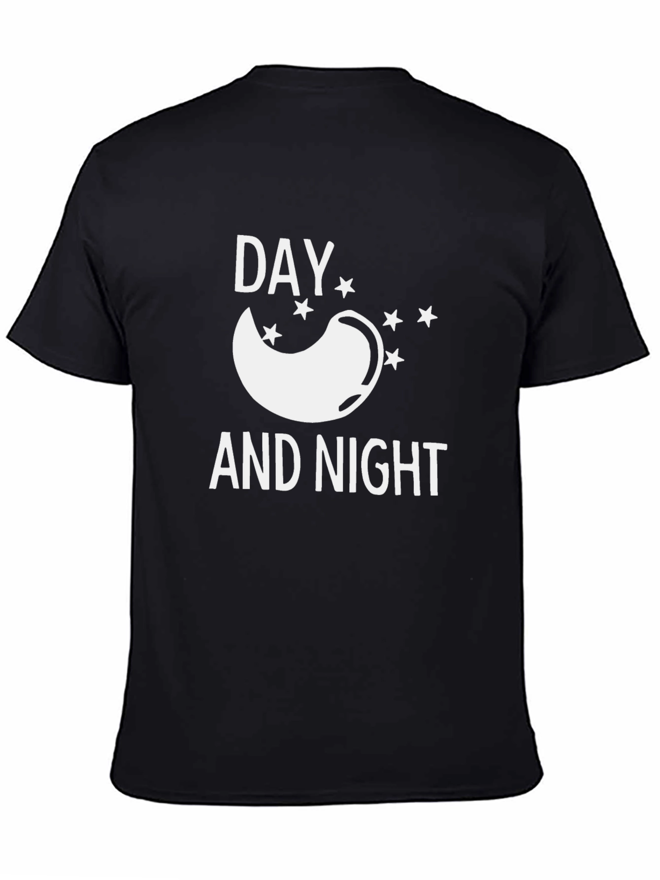 Black Day and Night Graphic Tee - Black Cotton T-Shirt view 4