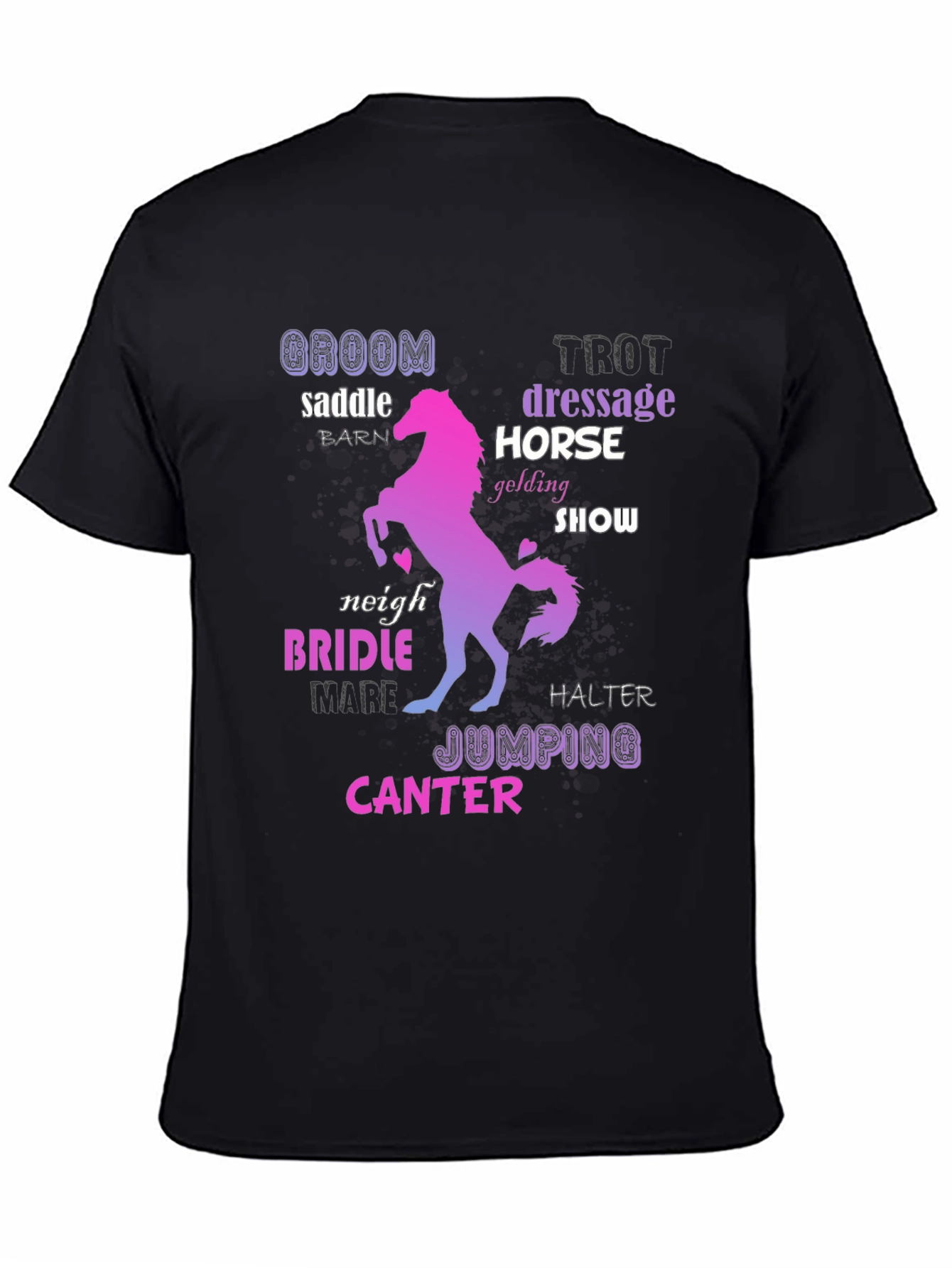Black Equestrian Word Art T-Shirt view 4