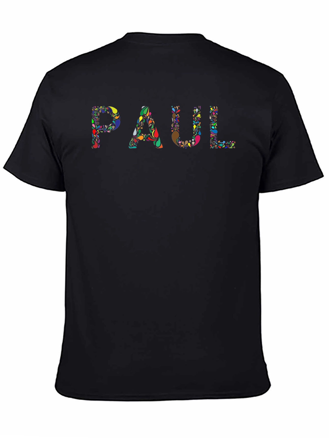 Colorful 'PAUL' Graphic Black T-Shirt - 4