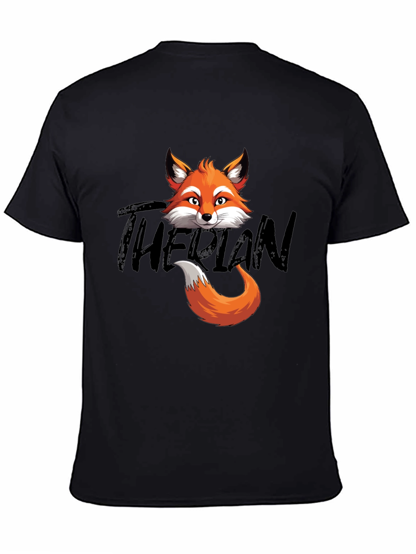 Black Fox Head & Tail Graphic T-Shirt - The Plan view 4